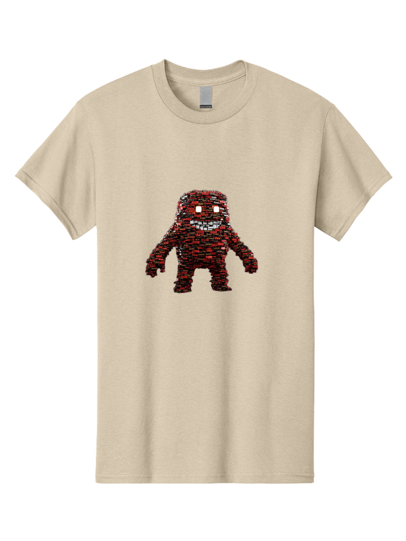 Red-Pixel-Monster Men'S Graphic Tee, 100% Cotton, Comfortable Casual Summer Wear, Machine Washable, Mosaic Art, Pixelated Creature, Red And Black Hues, Glowing Eyes, Abstract Character, Digital Artwork, Creative Design, Futuristic Being, Bab330