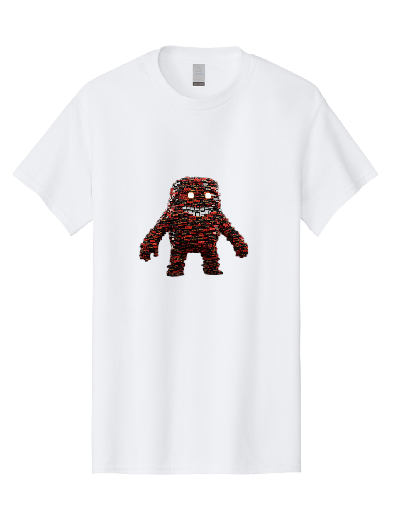 Red-Pixel-Monster Men'S Graphic Tee, 100% Cotton, Comfortable Casual Summer Wear, Machine Washable, Mosaic Art, Pixelated Creature, Red And Black Hues, Glowing Eyes, Abstract Character, Digital Artwork, Creative Design, Futuristic Being, Bab330