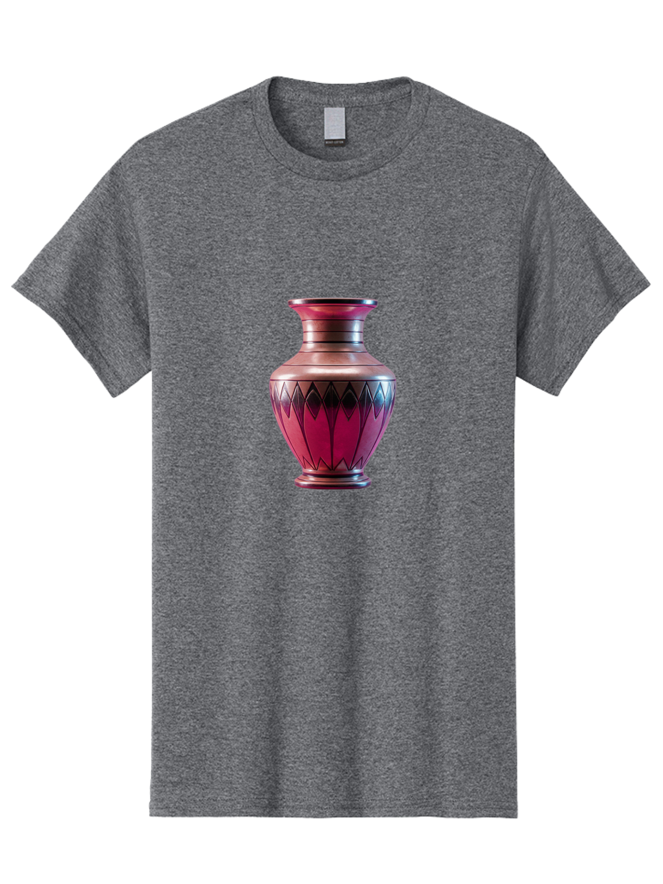 Red-Vase Men'S Graphic Tee, 100% Cotton, Comfortable Casual Summer Wear, Machine Washable, Copper Vase, Metallic Sheen, Geometric Pattern, Luxurious Decor, Home Decor, Elegant Design, Modern Style, Decorative Vase Bab331