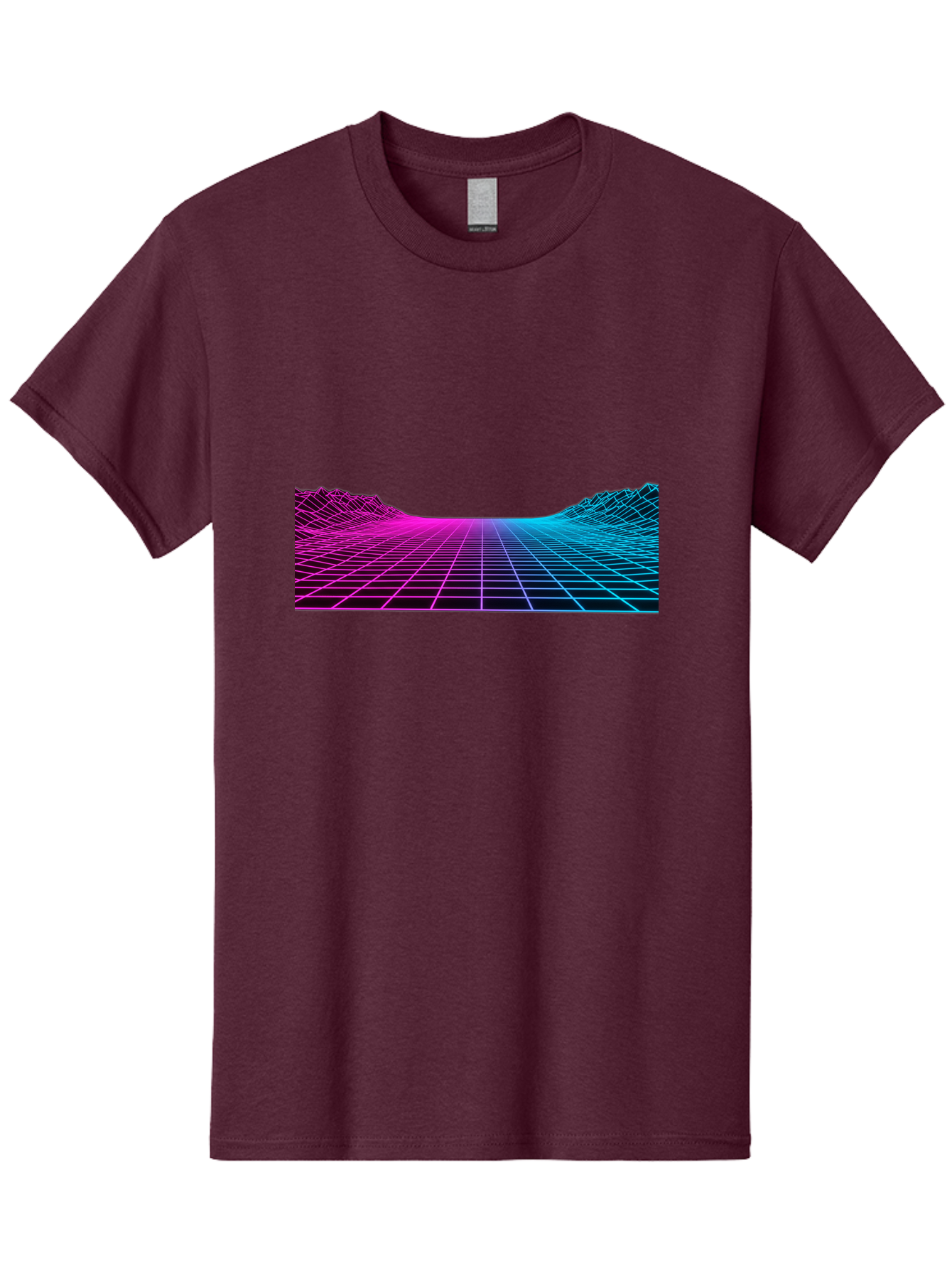 Retro-Futuristic-Grid-Landscape Men'S Graphic Tee, 100% Cotton, Comfortable Casual Summer Wear, Machine Washable, Retro Futuristic Landscape, Neon Grid, Synthwave Style, Futuristic Terrain, 80S Aesthetic, Digital Art, Vibrant Colors, Bab333