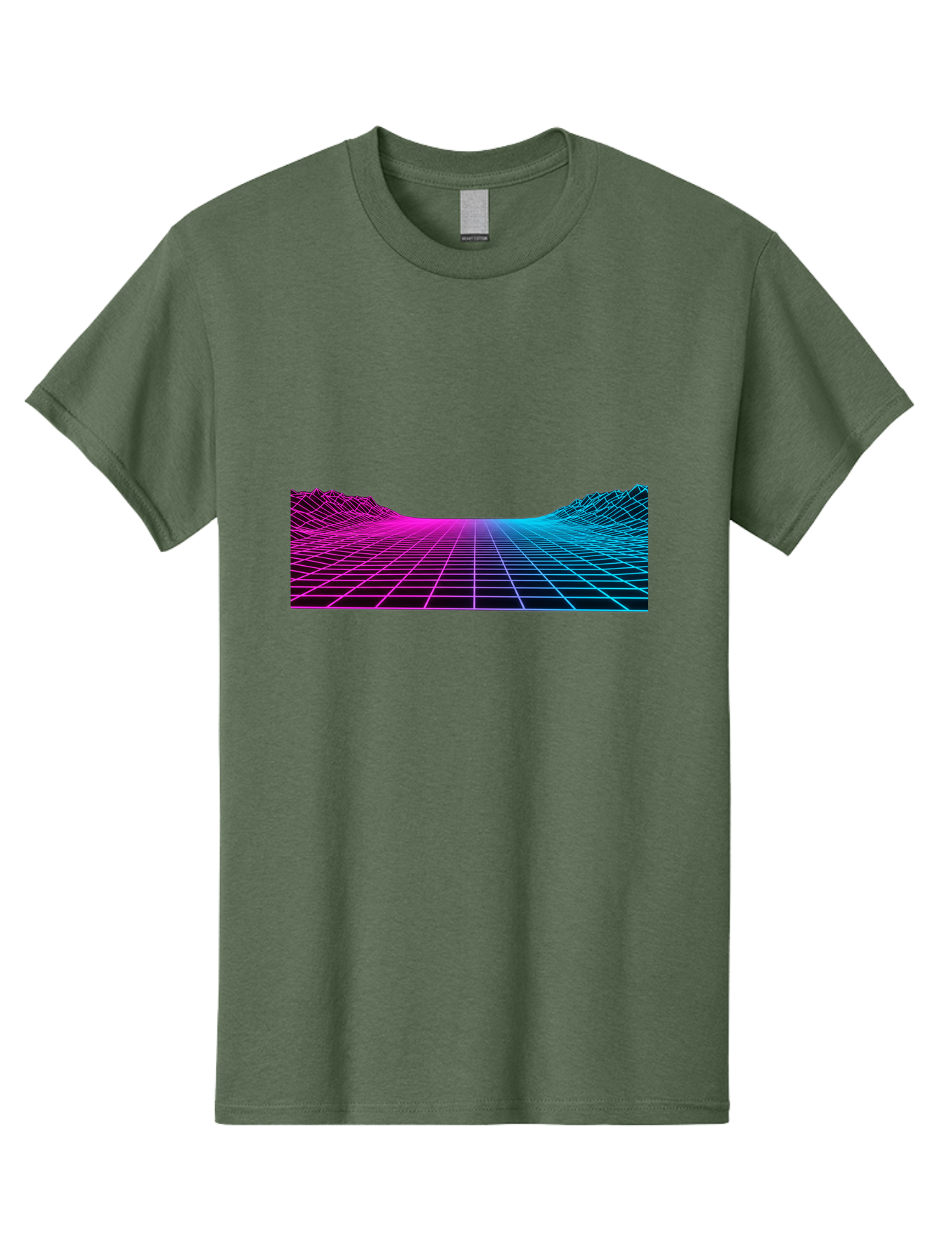 Retro-Futuristic-Grid-Landscape Men'S Graphic Tee, 100% Cotton, Comfortable Casual Summer Wear, Machine Washable, Retro Futuristic Landscape, Neon Grid, Synthwave Style, Futuristic Terrain, 80S Aesthetic, Digital Art, Vibrant Colors, Bab333