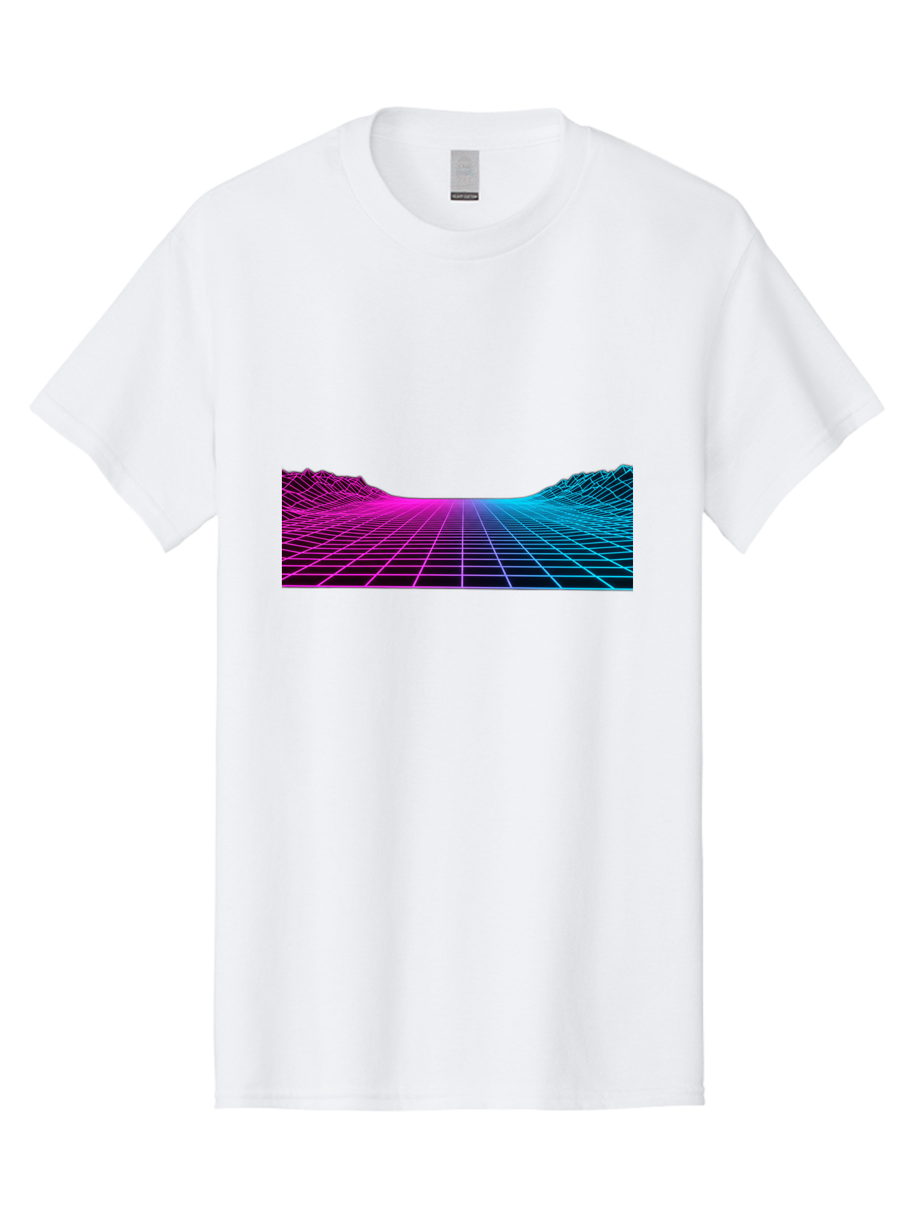 Retro-Futuristic-Grid-Landscape Men'S Graphic Tee, 100% Cotton, Comfortable Casual Summer Wear, Machine Washable, Retro Futuristic Landscape, Neon Grid, Synthwave Style, Futuristic Terrain, 80S Aesthetic, Digital Art, Vibrant Colors, Bab333