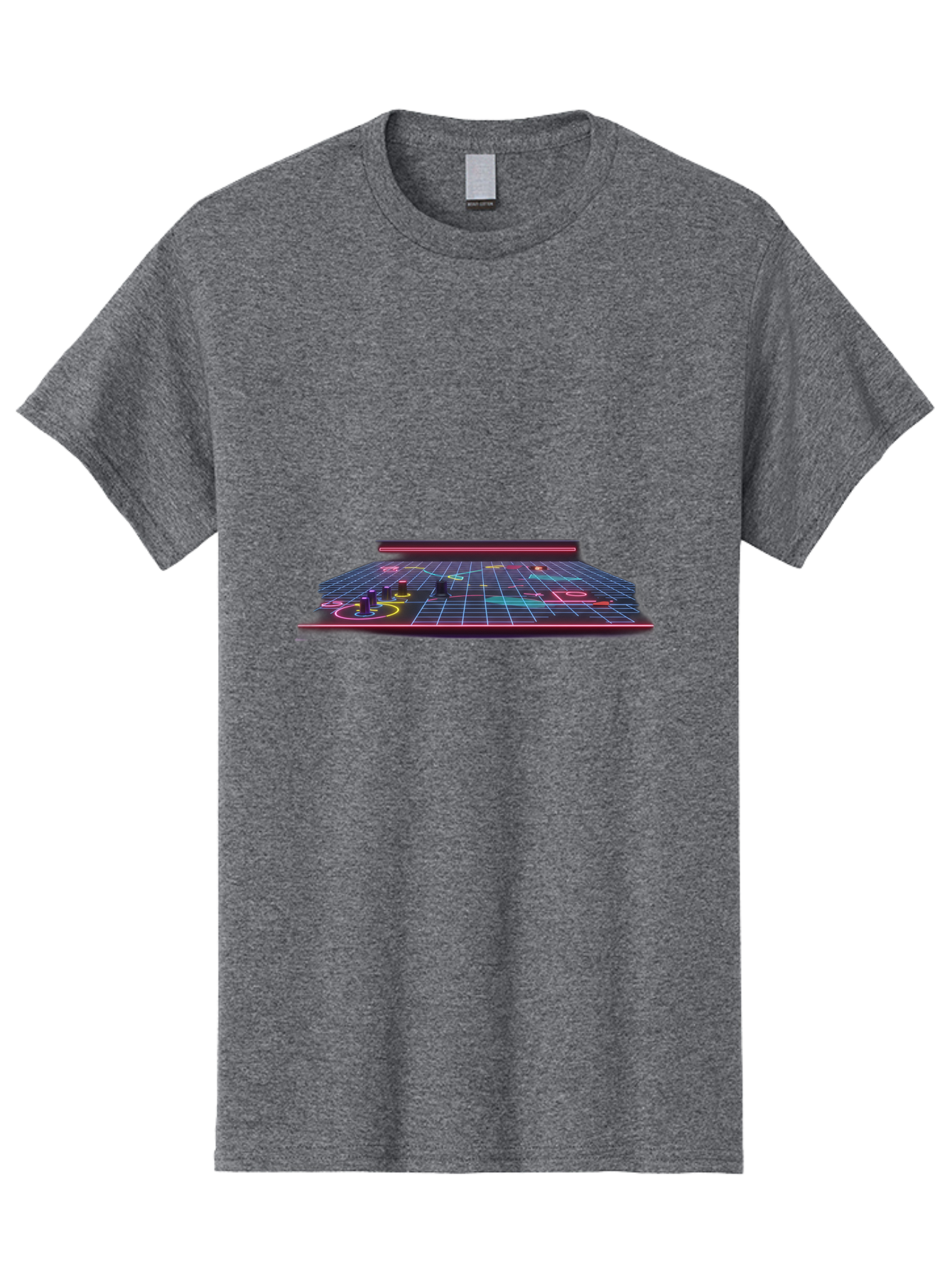 Retro-Synth-Stage Men'S Graphic Tee, 100% Cotton, Comfortable Casual Summer Wear, Machine Washable, Futuristic Stage, Synthwave Aesthetic, Neon Lights, Grid Pattern, Retro Futuristic Design, 80S Vibe, Gaming Stage, Concert Platform, Bab337