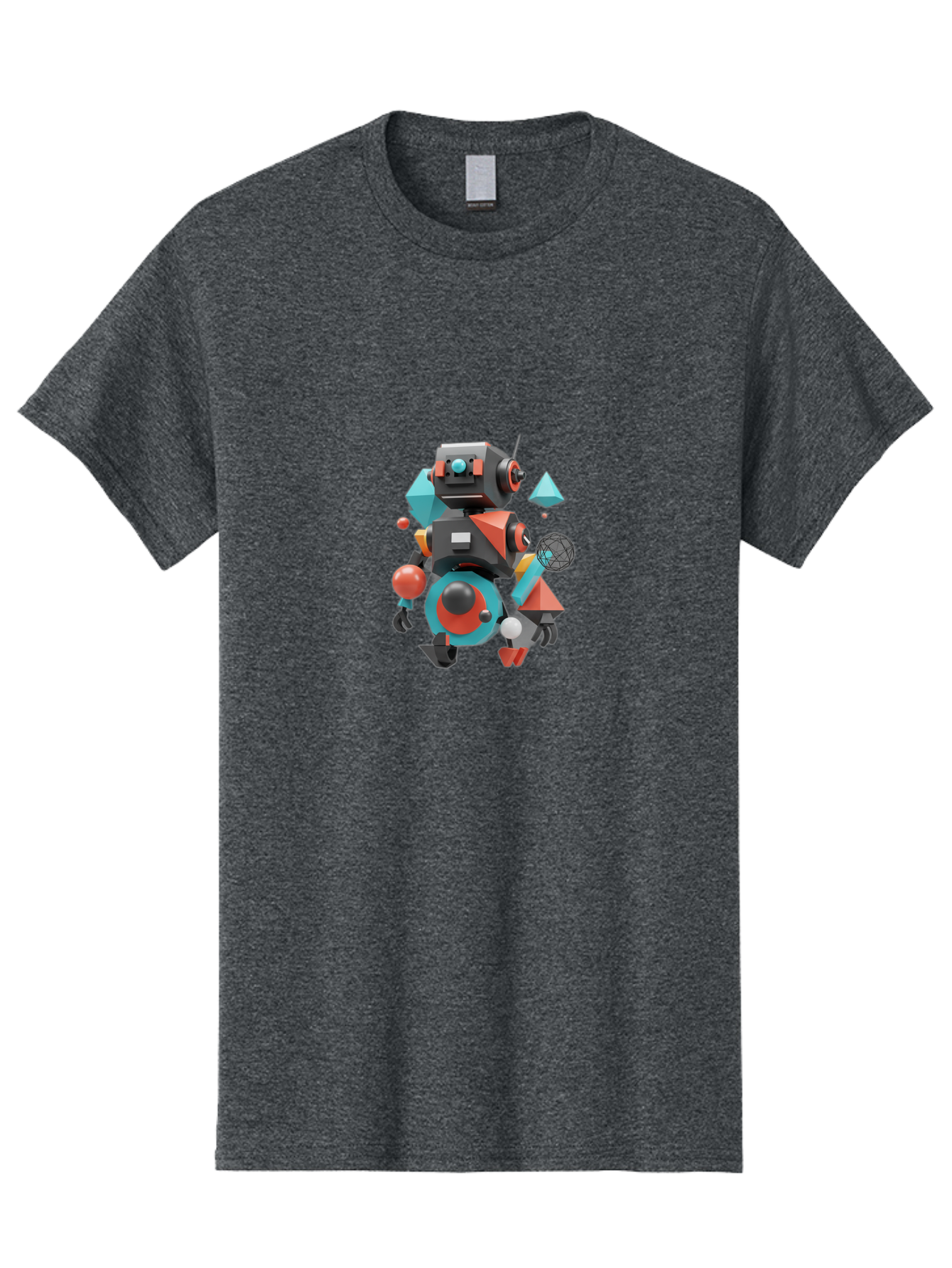 Robot-3 Men'S Graphic Tee, 100% Cotton, Comfortable Casual Summer Wear, Machine Washable, 3D Robot, Geometric Shapes, Vibrant Colors, Futuristic Design, Artificial Intelligence, Robotic Technology, Modern Art, Digital Illustration, Bab343