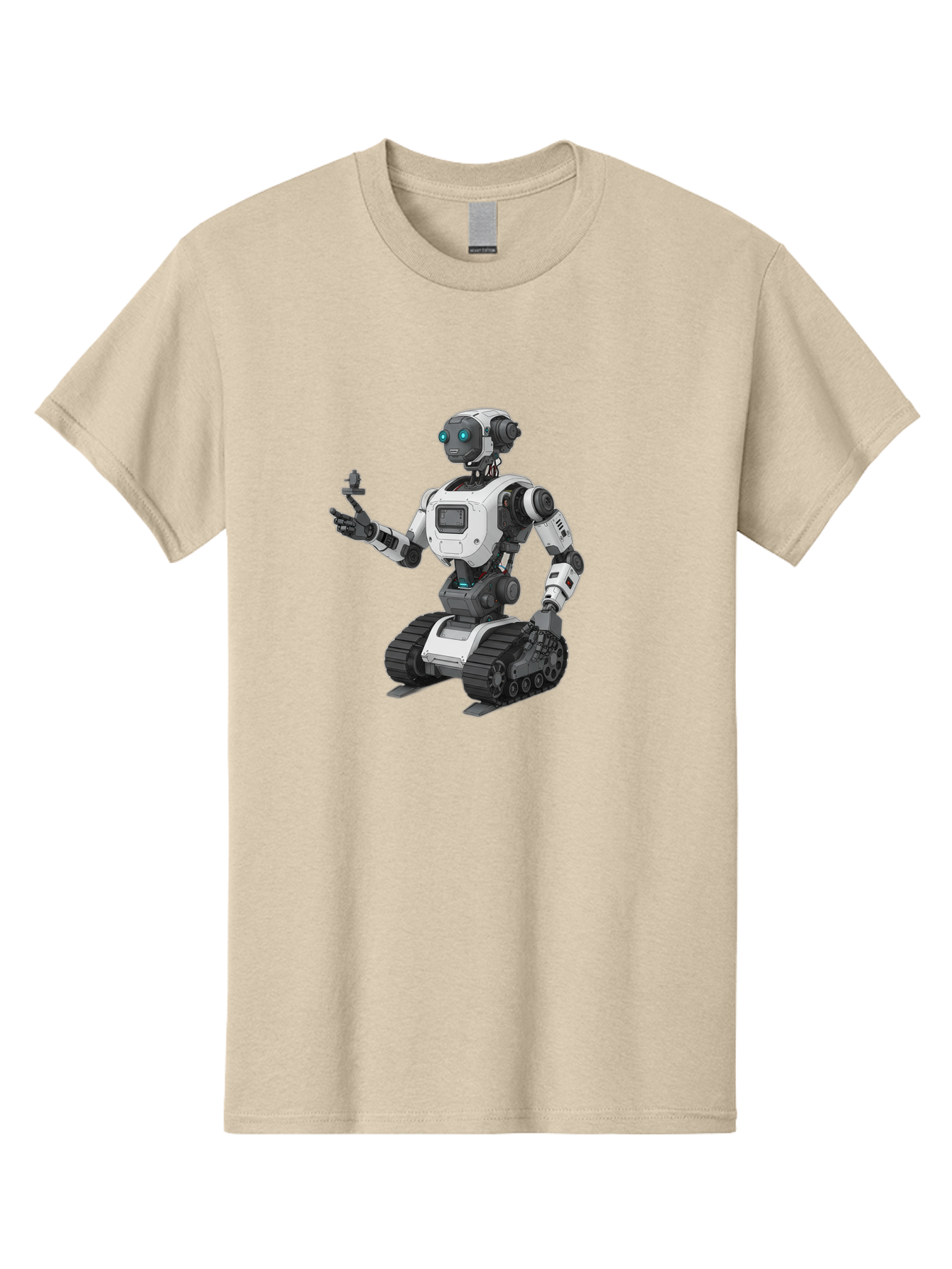 Robot-6 Men'S Graphic Tee, 100% Cotton, Comfortable Casual Summer Wear, Machine Washable, Robot With Tank Tracks, Artificial Intelligence, Futuristic Design, Robotic Technology, Cybernetic Robot, Machine Learning, Robotic Innovation Bab346