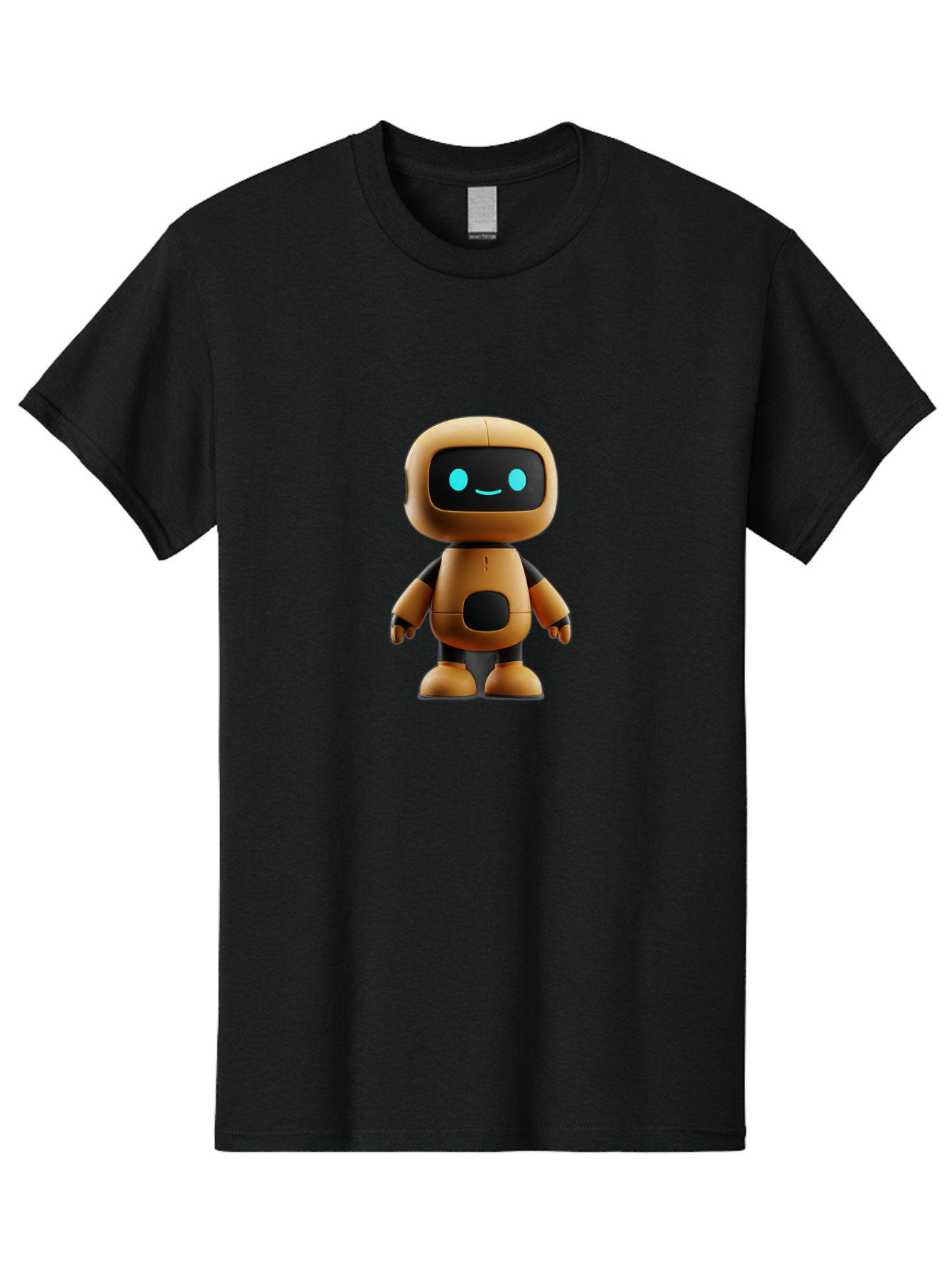 Robot-7 Men'S Graphic Tee, 100% Cotton, Comfortable Casual Summer Wear, Machine Washable, Cartoon Robot, Friendly Face, Smiling Robot, Blue Eyes, Black Screen, Beige Body, Cute Design, Toy Robot, Modern Tech, Futuristic Character, Bab347
