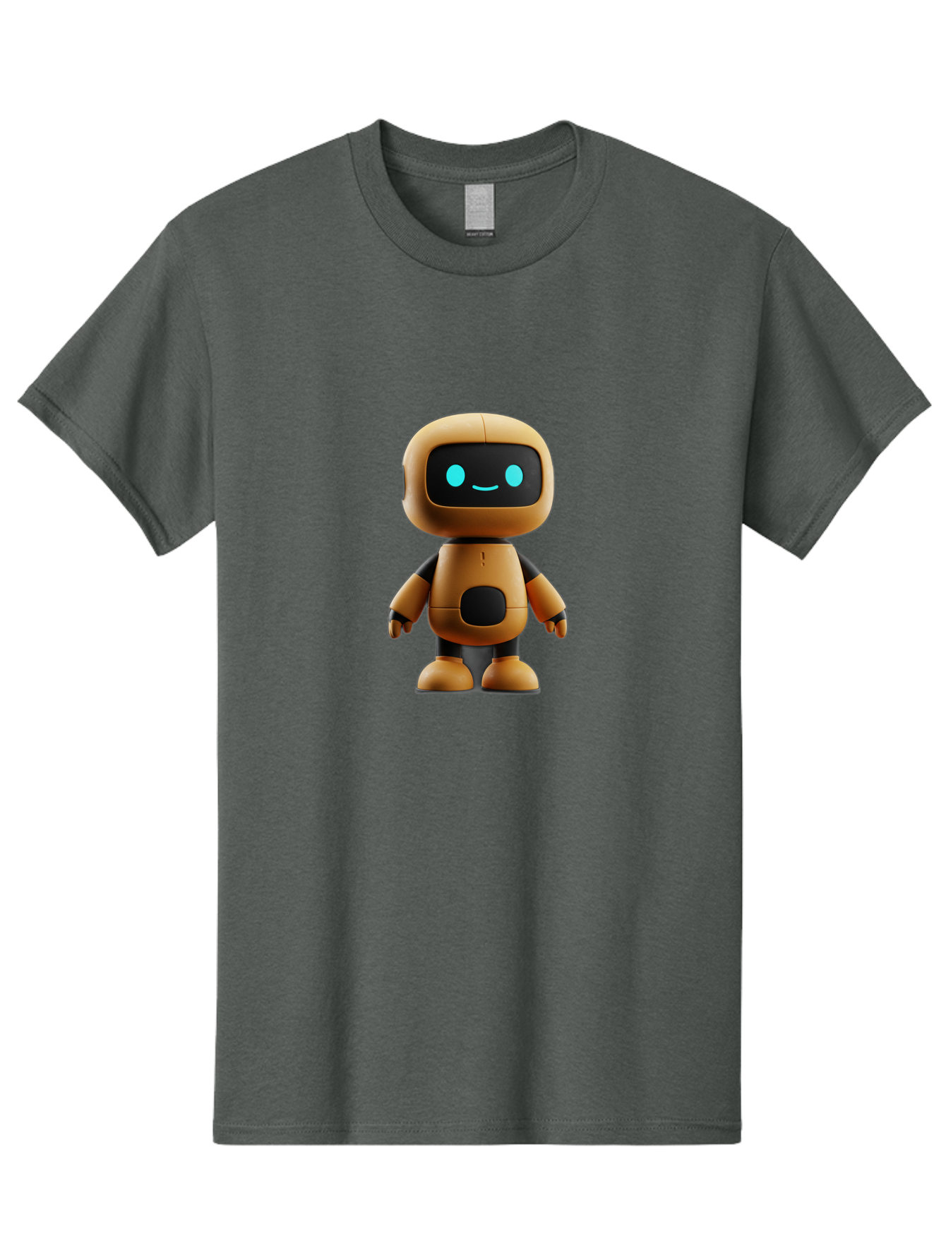 Robot-7 Men'S Graphic Tee, 100% Cotton, Comfortable Casual Summer Wear, Machine Washable, Cartoon Robot, Friendly Face, Smiling Robot, Blue Eyes, Black Screen, Beige Body, Cute Design, Toy Robot, Modern Tech, Futuristic Character, Bab347