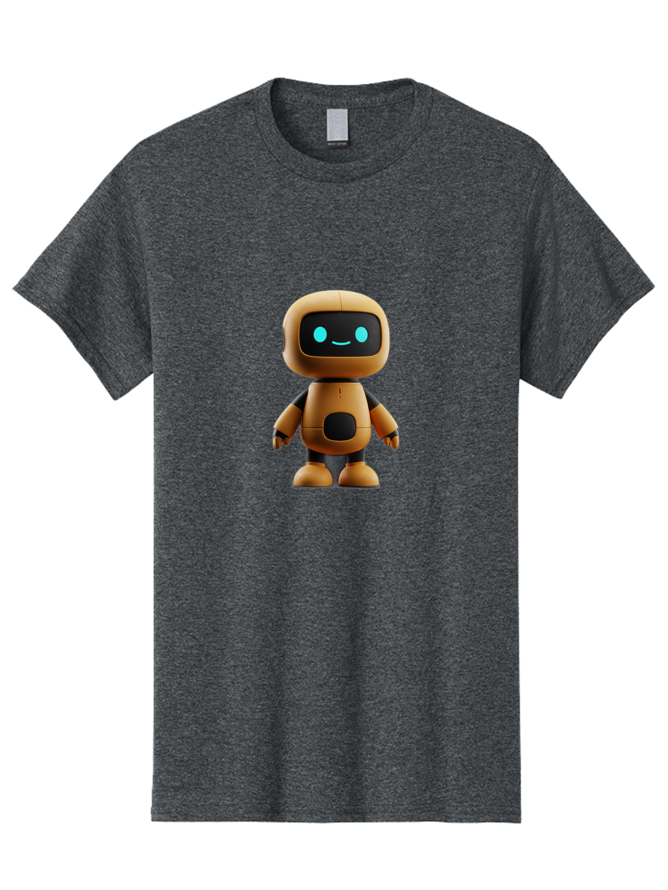 Robot-7 Men'S Graphic Tee, 100% Cotton, Comfortable Casual Summer Wear, Machine Washable, Cartoon Robot, Friendly Face, Smiling Robot, Blue Eyes, Black Screen, Beige Body, Cute Design, Toy Robot, Modern Tech, Futuristic Character, Bab347