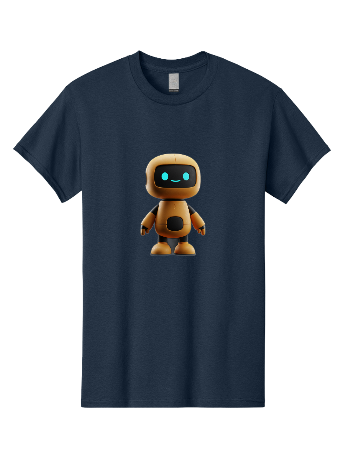 Robot-7 Men'S Graphic Tee, 100% Cotton, Comfortable Casual Summer Wear, Machine Washable, Cartoon Robot, Friendly Face, Smiling Robot, Blue Eyes, Black Screen, Beige Body, Cute Design, Toy Robot, Modern Tech, Futuristic Character, Bab347
