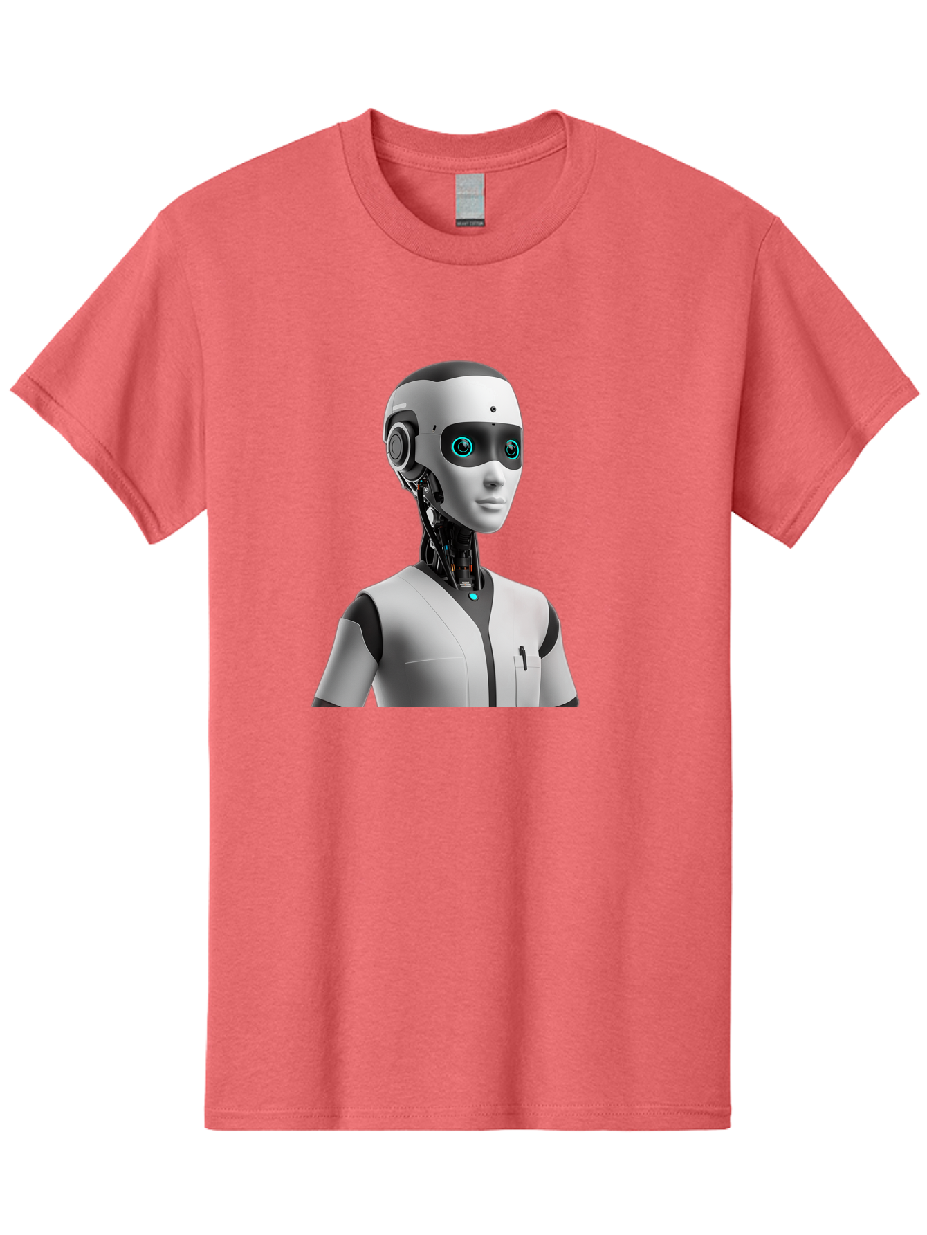 Robot-Head-1 Men'S Graphic Tee, 100% Cotton, Comfortable Casual Summer Wear, Machine Washable, Humanoid Robot, Futuristic Design, Artificial Intelligence, Robotic Features, Cybernetic Enhancements, Advanced Technology, Futuristic Character, Bab351