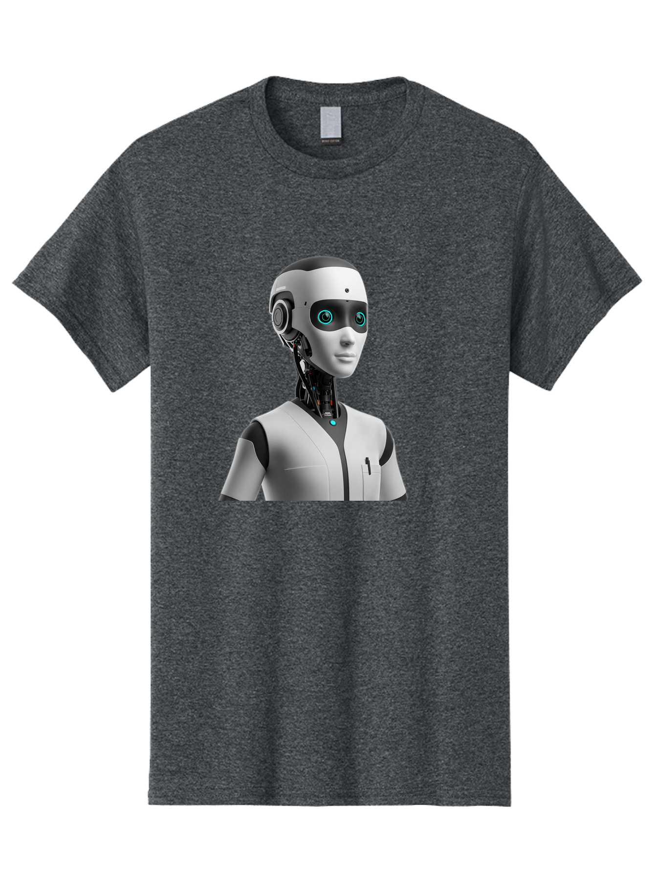 Robot-Head-1 Men'S Graphic Tee, 100% Cotton, Comfortable Casual Summer Wear, Machine Washable, Humanoid Robot, Futuristic Design, Artificial Intelligence, Robotic Features, Cybernetic Enhancements, Advanced Technology, Futuristic Character, Bab351