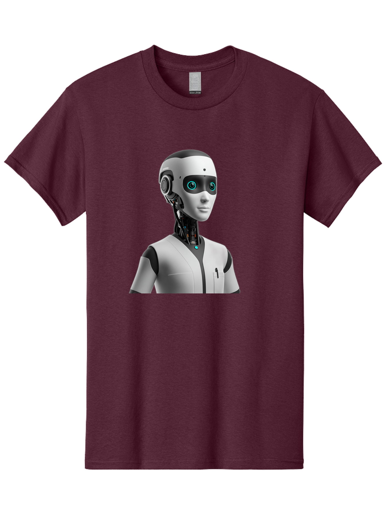 Robot-Head-1 Men'S Graphic Tee, 100% Cotton, Comfortable Casual Summer Wear, Machine Washable, Humanoid Robot, Futuristic Design, Artificial Intelligence, Robotic Features, Cybernetic Enhancements, Advanced Technology, Futuristic Character, Bab351