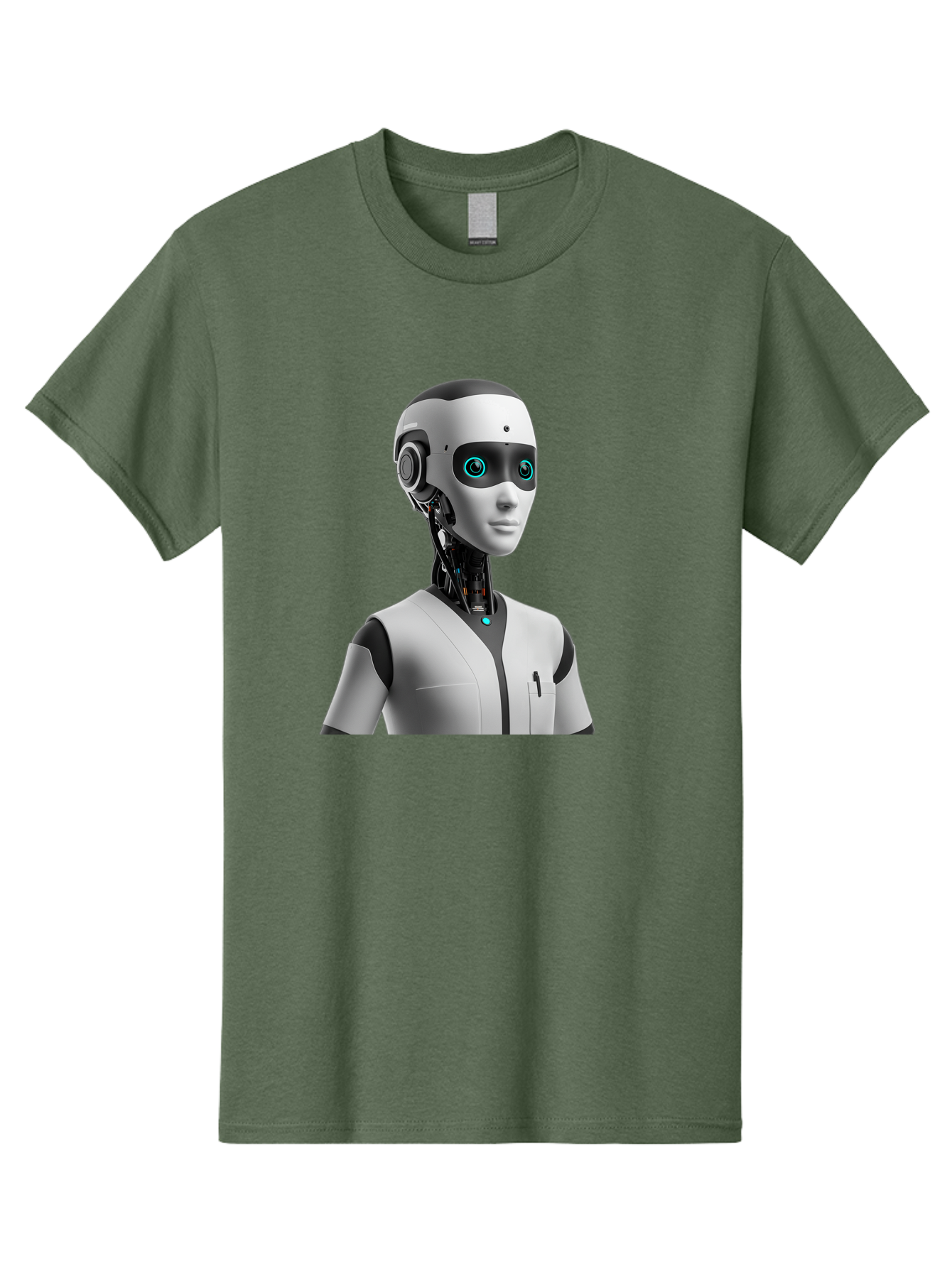 Robot-Head-1 Men'S Graphic Tee, 100% Cotton, Comfortable Casual Summer Wear, Machine Washable, Humanoid Robot, Futuristic Design, Artificial Intelligence, Robotic Features, Cybernetic Enhancements, Advanced Technology, Futuristic Character, Bab351