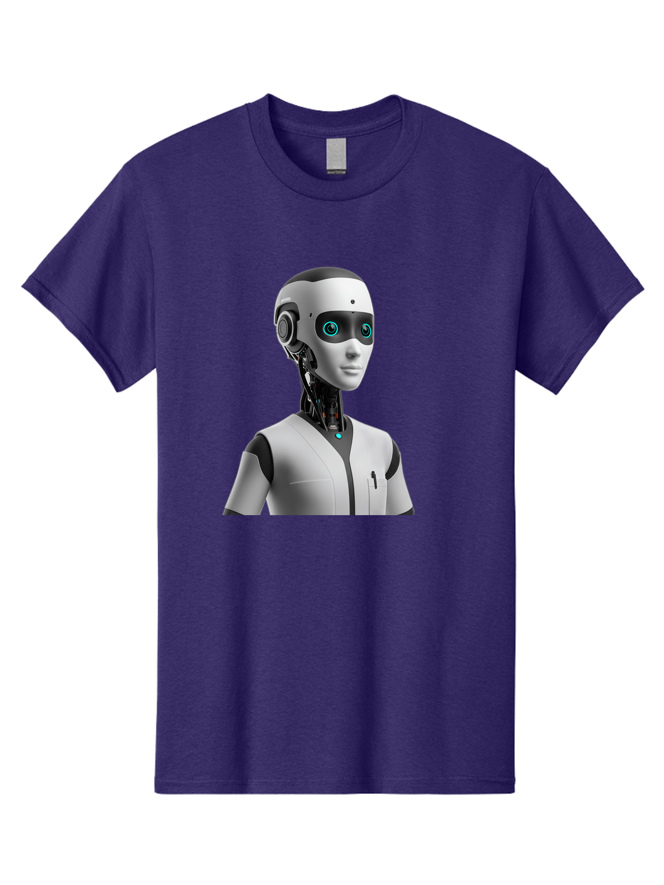 Robot-Head-1 Men'S Graphic Tee, 100% Cotton, Comfortable Casual Summer Wear, Machine Washable, Humanoid Robot, Futuristic Design, Artificial Intelligence, Robotic Features, Cybernetic Enhancements, Advanced Technology, Futuristic Character, Bab351