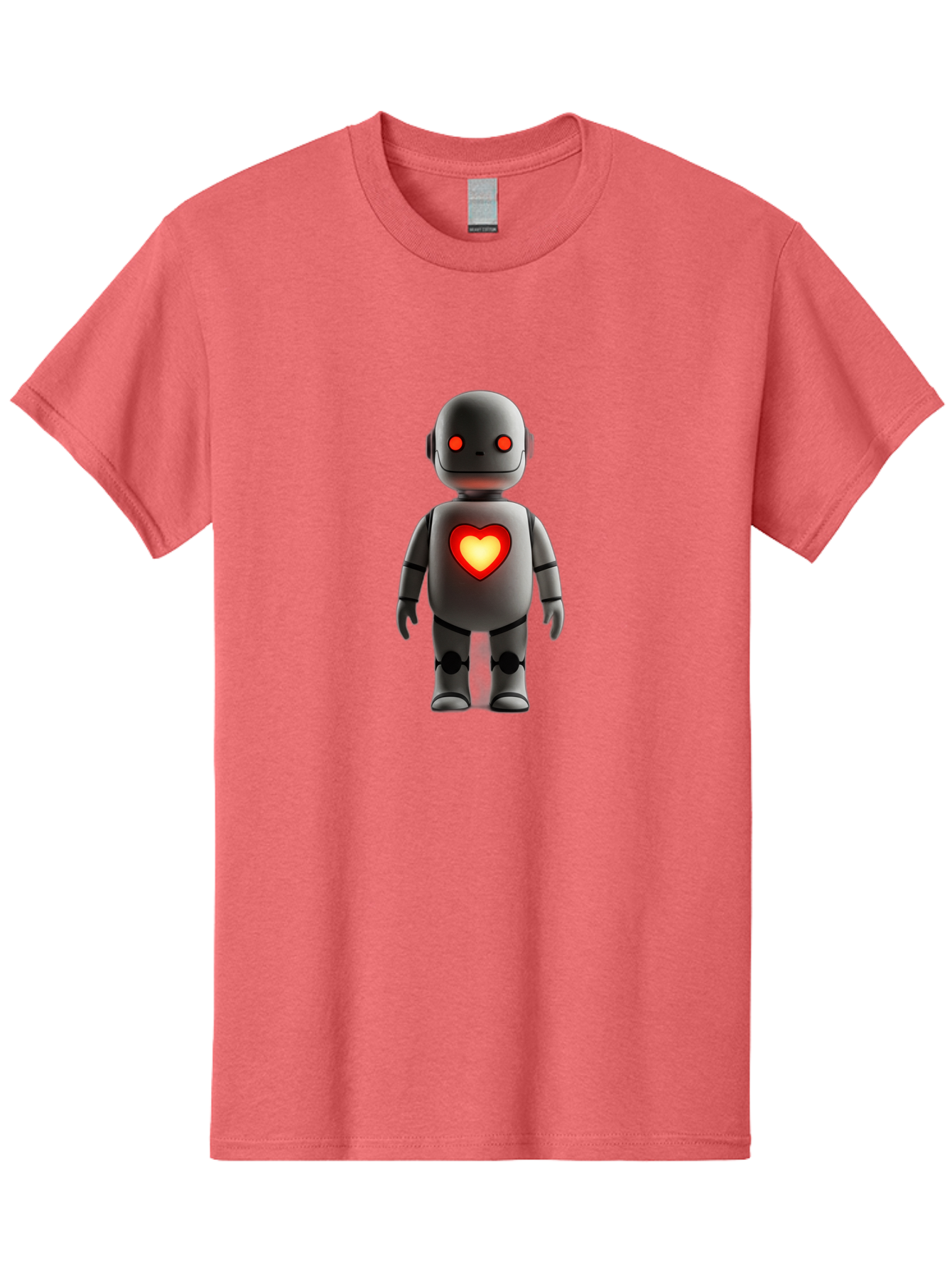 Robot-Heart Men'S Graphic Tee, 100% Cotton, Comfortable Casual Summer Wear, Machine Washable, Robot With Heart, Digital Art, Futuristic Design, Red Heart Symbol, Cyborg Illustration, Artificial Intelligence, Robot Love, Tech Design Bab353
