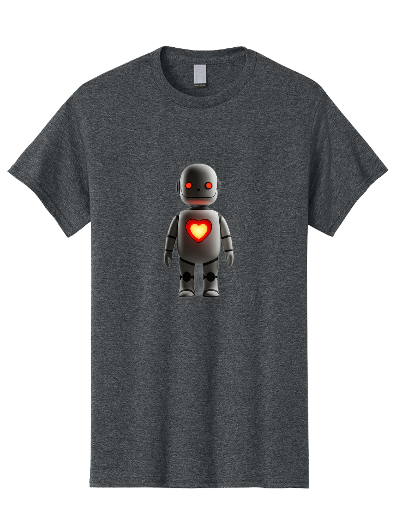 Robot-Heart Men'S Graphic Tee, 100% Cotton, Comfortable Casual Summer Wear, Machine Washable, Robot With Heart, Digital Art, Futuristic Design, Red Heart Symbol, Cyborg Illustration, Artificial Intelligence, Robot Love, Tech Design Bab353