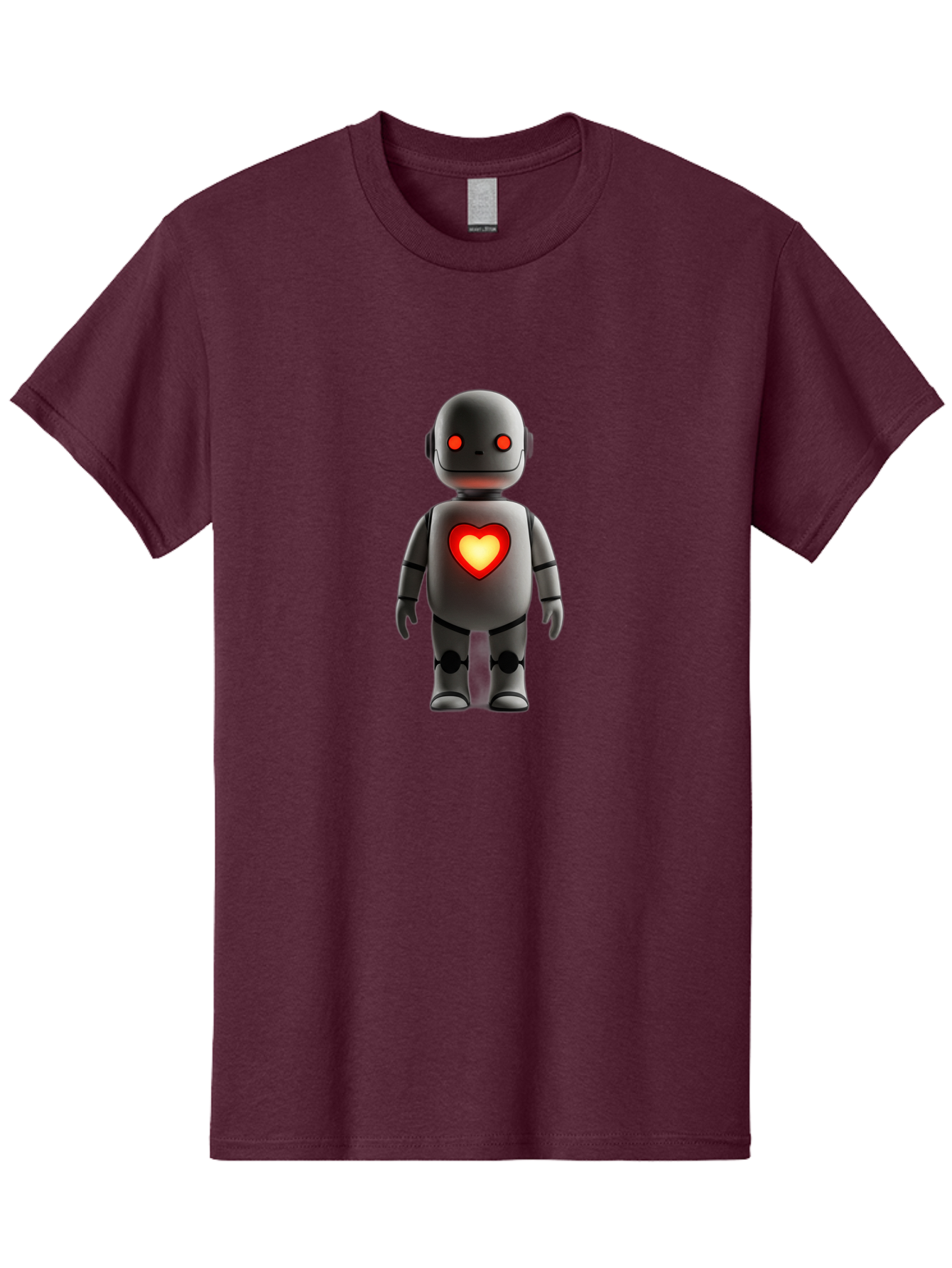 Robot-Heart Men'S Graphic Tee, 100% Cotton, Comfortable Casual Summer Wear, Machine Washable, Robot With Heart, Digital Art, Futuristic Design, Red Heart Symbol, Cyborg Illustration, Artificial Intelligence, Robot Love, Tech Design Bab353