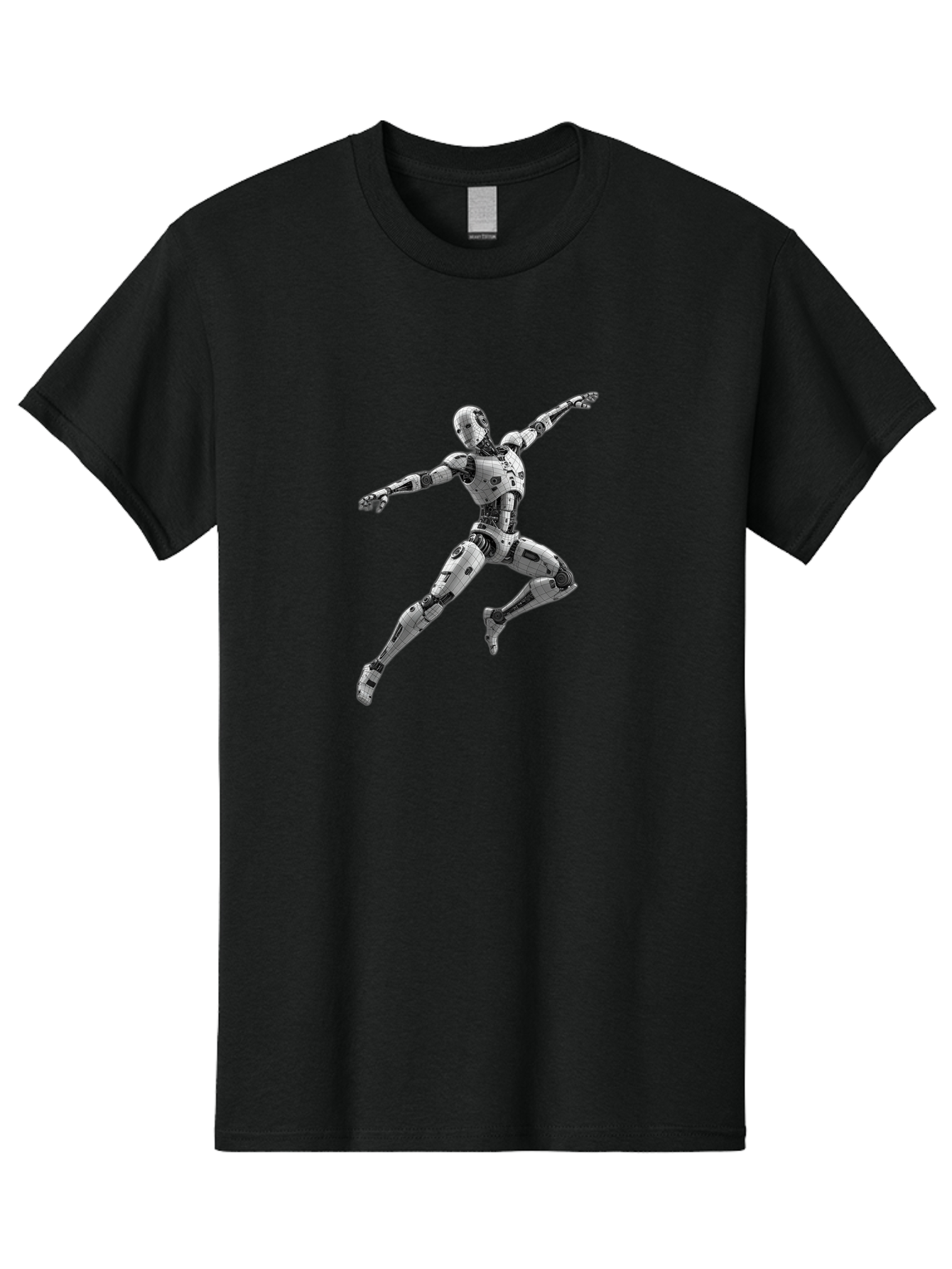 Robot-In-Mid-Air Men'S Graphic Tee, 100% Cotton, Comfortable Casual Summer Wear, Machine Washable, Robot In Mid-Air, Robotic Dance, Futuristic Technology, Robotic Limbs, Mechanical Movement, Silver Robot, Futuristic Design, Modern Android, Bab354