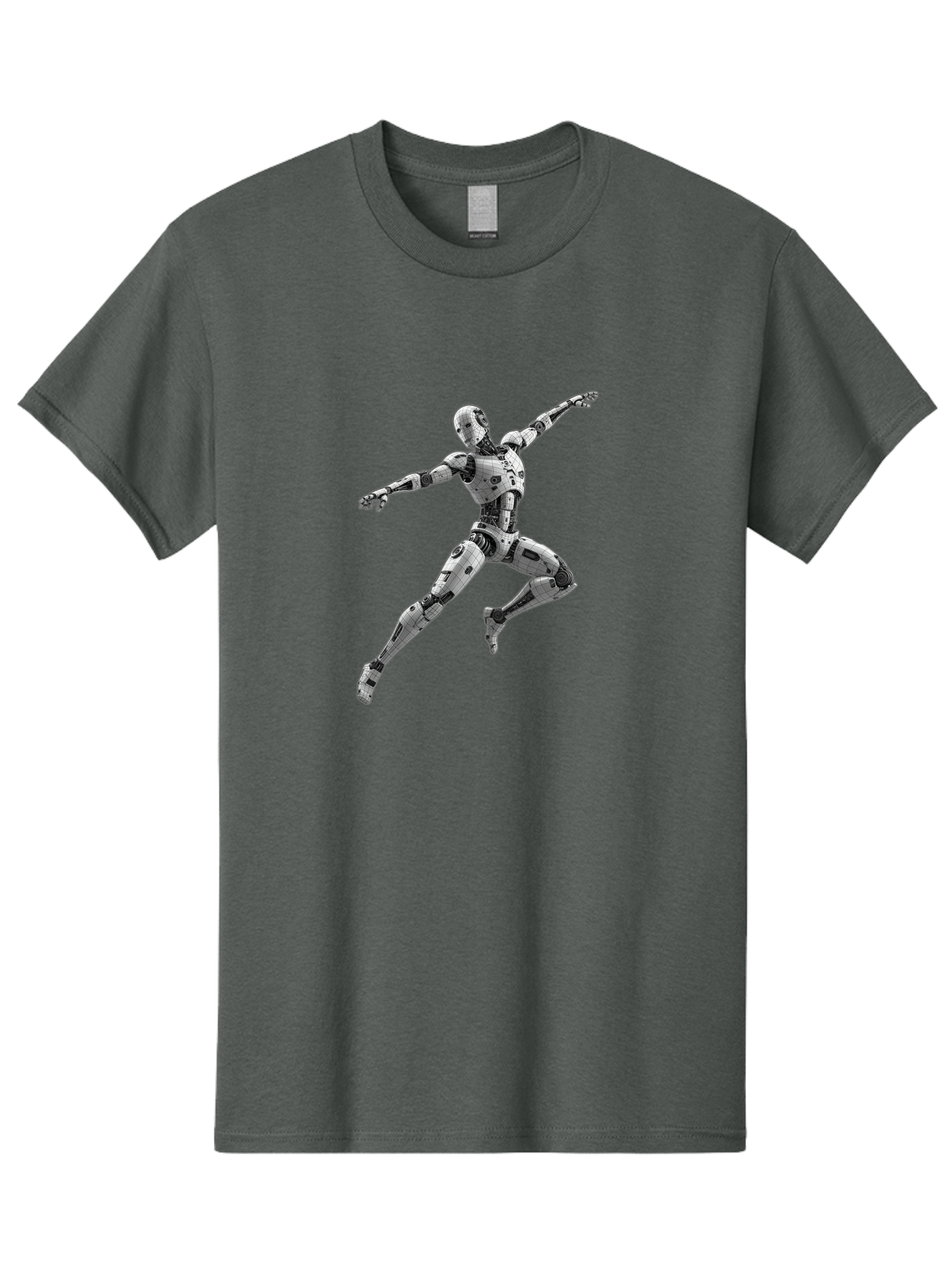 Robot-In-Mid-Air Men'S Graphic Tee, 100% Cotton, Comfortable Casual Summer Wear, Machine Washable, Robot In Mid-Air, Robotic Dance, Futuristic Technology, Robotic Limbs, Mechanical Movement, Silver Robot, Futuristic Design, Modern Android, Bab354