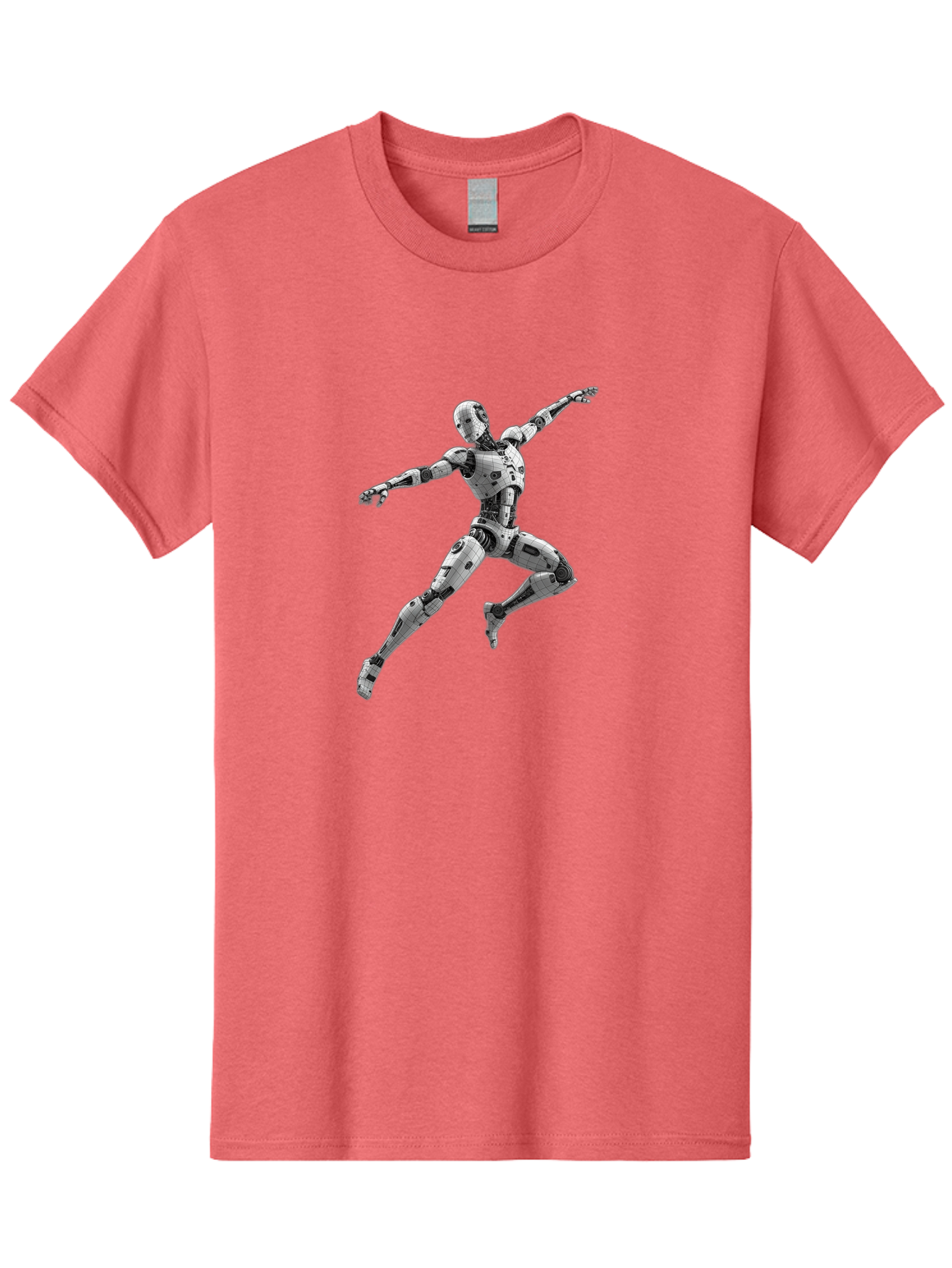 Robot-In-Mid-Air Men'S Graphic Tee, 100% Cotton, Comfortable Casual Summer Wear, Machine Washable, Robot In Mid-Air, Robotic Dance, Futuristic Technology, Robotic Limbs, Mechanical Movement, Silver Robot, Futuristic Design, Modern Android, Bab354