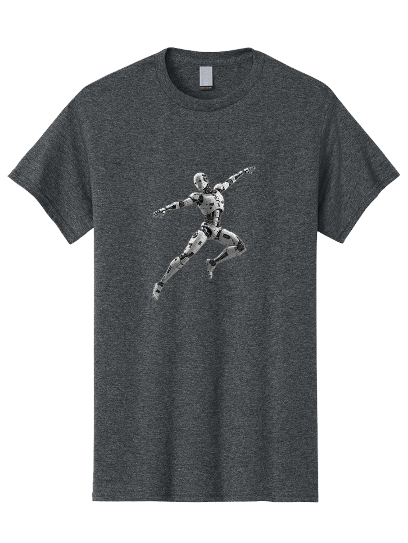 Robot-In-Mid-Air Men'S Graphic Tee, 100% Cotton, Comfortable Casual Summer Wear, Machine Washable, Robot In Mid-Air, Robotic Dance, Futuristic Technology, Robotic Limbs, Mechanical Movement, Silver Robot, Futuristic Design, Modern Android, Bab354