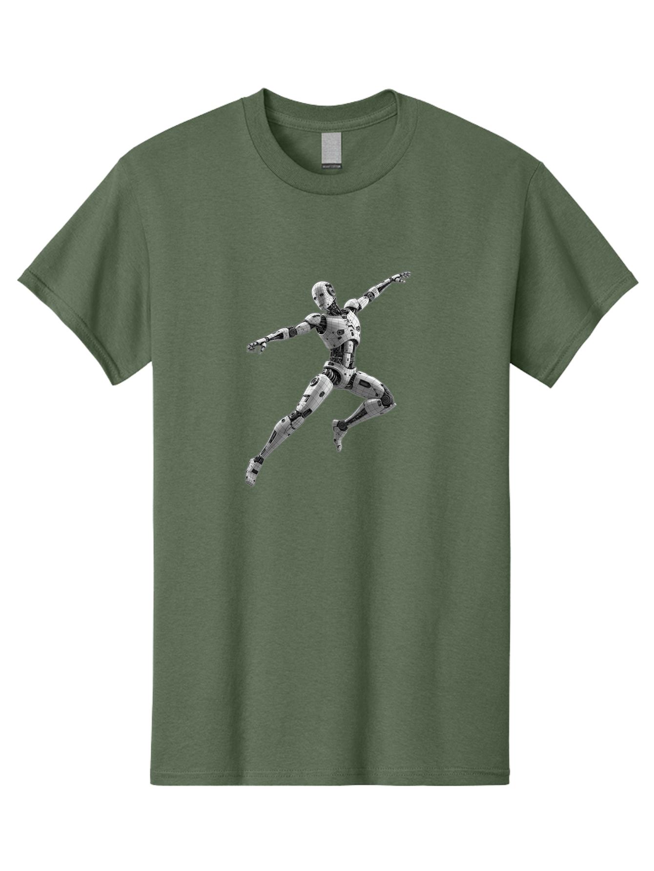 Robot-In-Mid-Air Men'S Graphic Tee, 100% Cotton, Comfortable Casual Summer Wear, Machine Washable, Robot In Mid-Air, Robotic Dance, Futuristic Technology, Robotic Limbs, Mechanical Movement, Silver Robot, Futuristic Design, Modern Android, Bab354