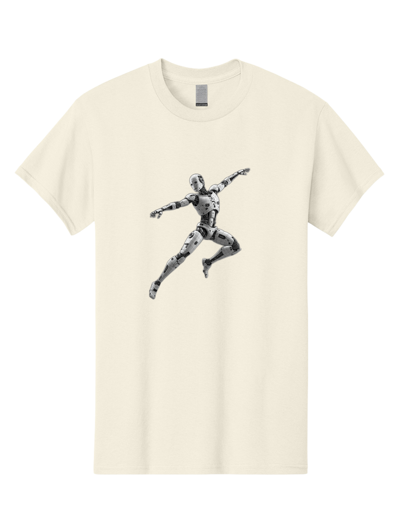 Robot-In-Mid-Air Men'S Graphic Tee, 100% Cotton, Comfortable Casual Summer Wear, Machine Washable, Robot In Mid-Air, Robotic Dance, Futuristic Technology, Robotic Limbs, Mechanical Movement, Silver Robot, Futuristic Design, Modern Android, Bab354