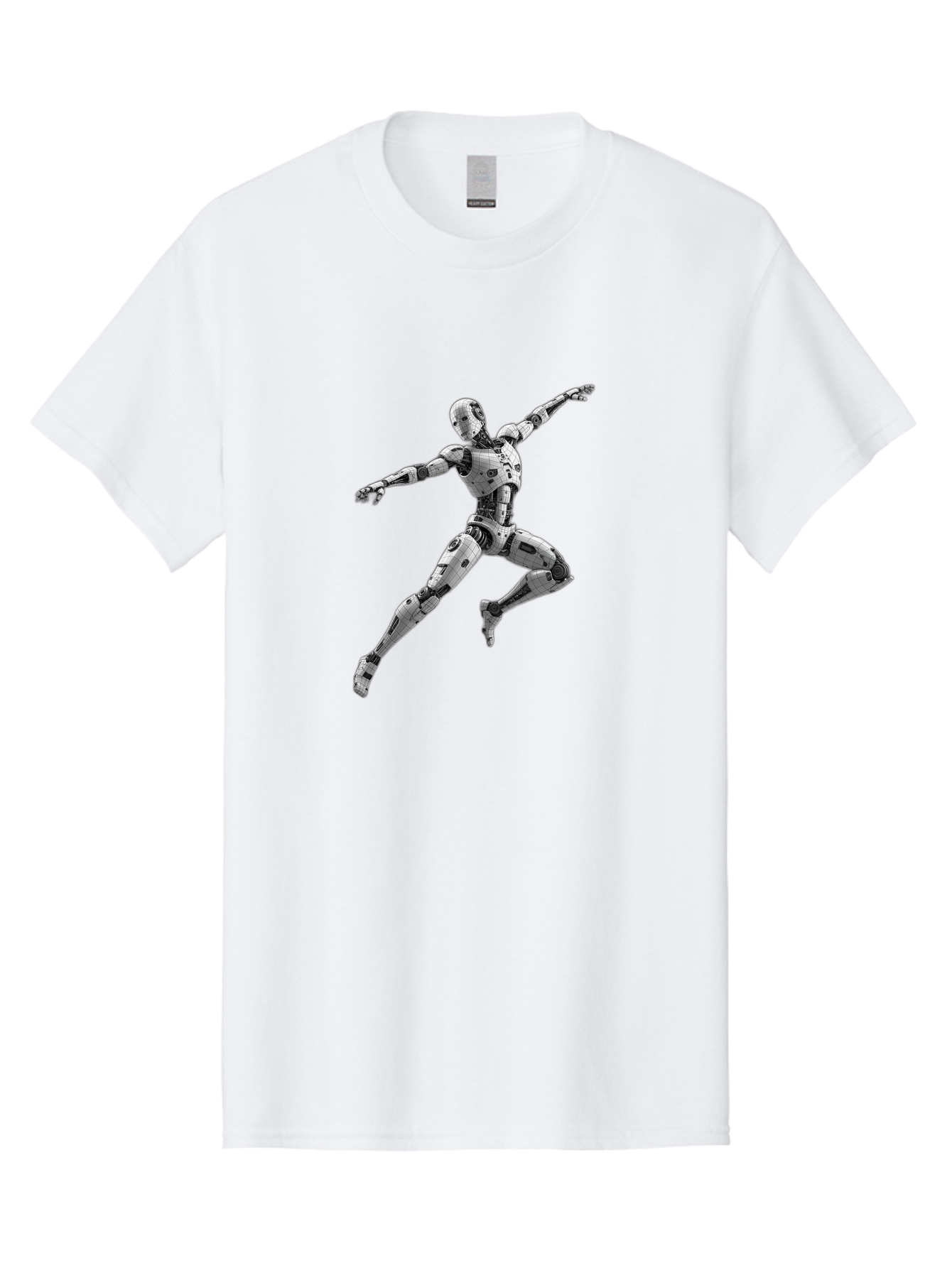 Robot-In-Mid-Air Men'S Graphic Tee, 100% Cotton, Comfortable Casual Summer Wear, Machine Washable, Robot In Mid-Air, Robotic Dance, Futuristic Technology, Robotic Limbs, Mechanical Movement, Silver Robot, Futuristic Design, Modern Android, Bab354