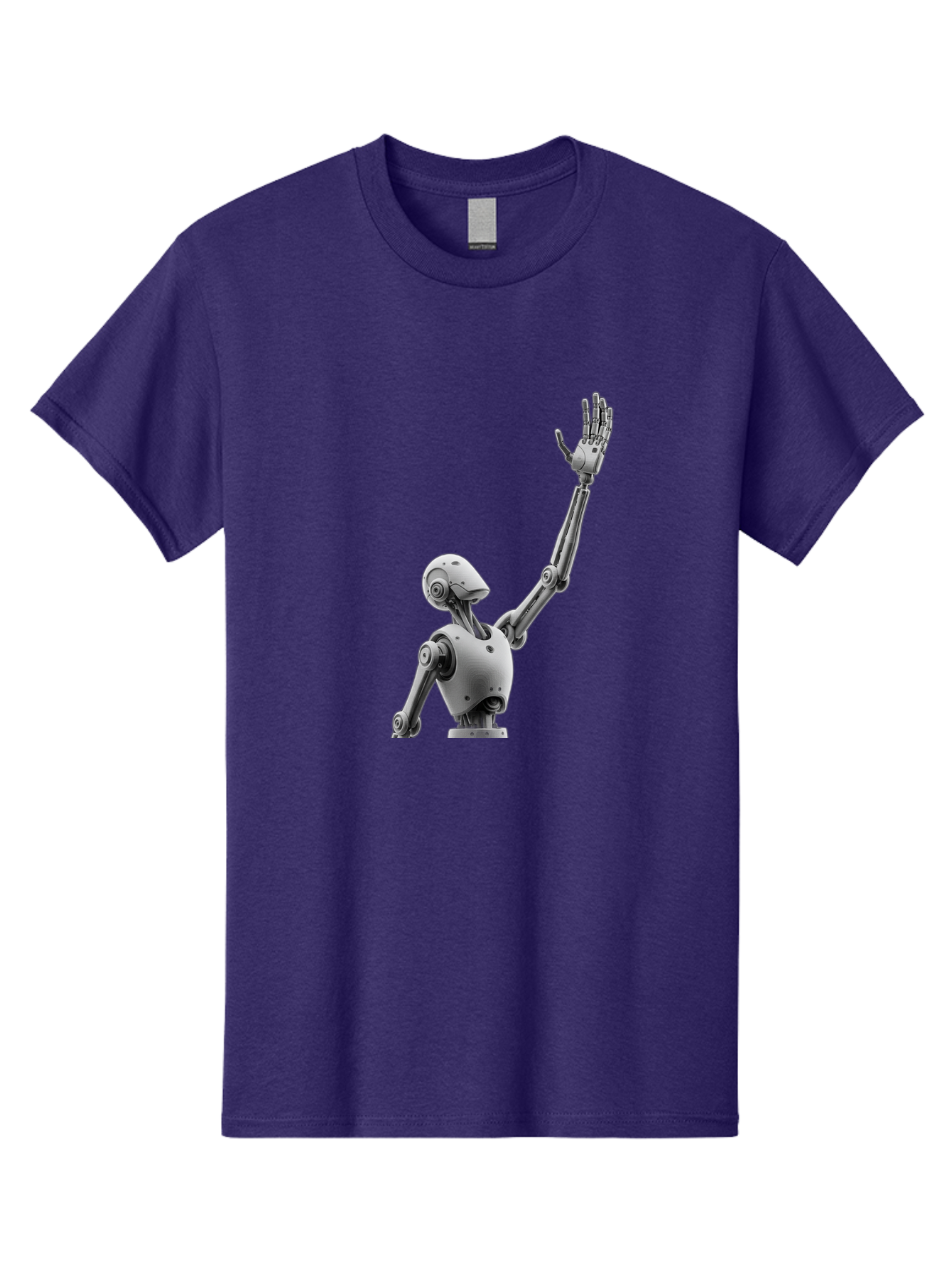 Robot-Waving Men'S Graphic Tee, 100% Cotton, Comfortable Casual Summer Wear, Machine Washable, Robot Waving Hand, Humanoid Robot, Robotic Arm, Mechanical Body, Futuristic Technology, Artificial Intelligence, Robot Greeting Bab358