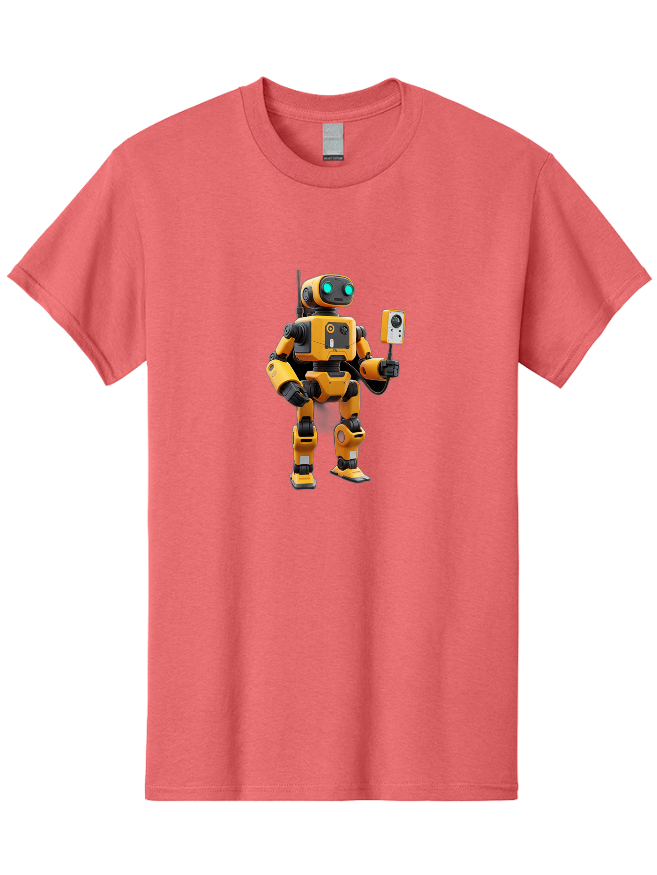Robot-With-Selfie-Stick Men'S Graphic Tee, 100% Cotton, Comfortable Casual Summer Wear, Machine Washable, Robotic Figure, Humanoid Robot, Artificial Intelligence, Futuristic Technology, Robot Holding Device, Mechanical Limbs, Bab360