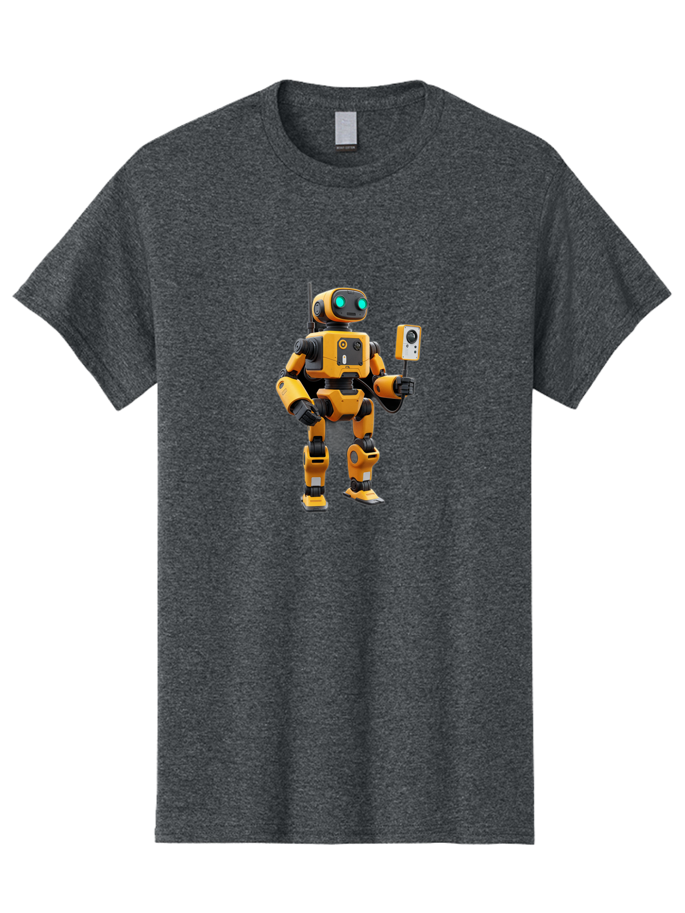 Robot-With-Selfie-Stick Men'S Graphic Tee, 100% Cotton, Comfortable Casual Summer Wear, Machine Washable, Robotic Figure, Humanoid Robot, Artificial Intelligence, Futuristic Technology, Robot Holding Device, Mechanical Limbs, Bab360