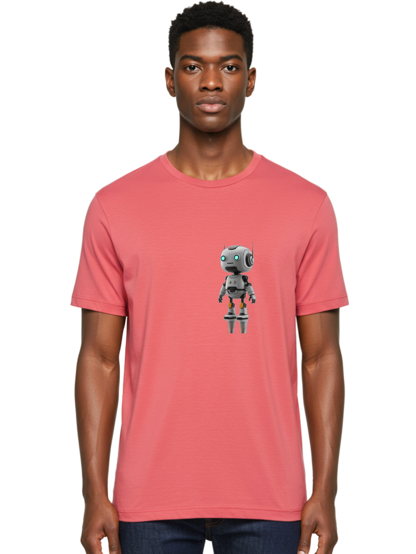 Robot Men'S Graphic Tee, 100% Cotton, Comfortable Casual Summer Wear, Machine Washable, Gray Robot, Artificial Intelligence, Futuristic Design, Robotic Technology, Mechanical Body, Glowing Blue Eyes, Robotic Head, Futuristic Character Bab361