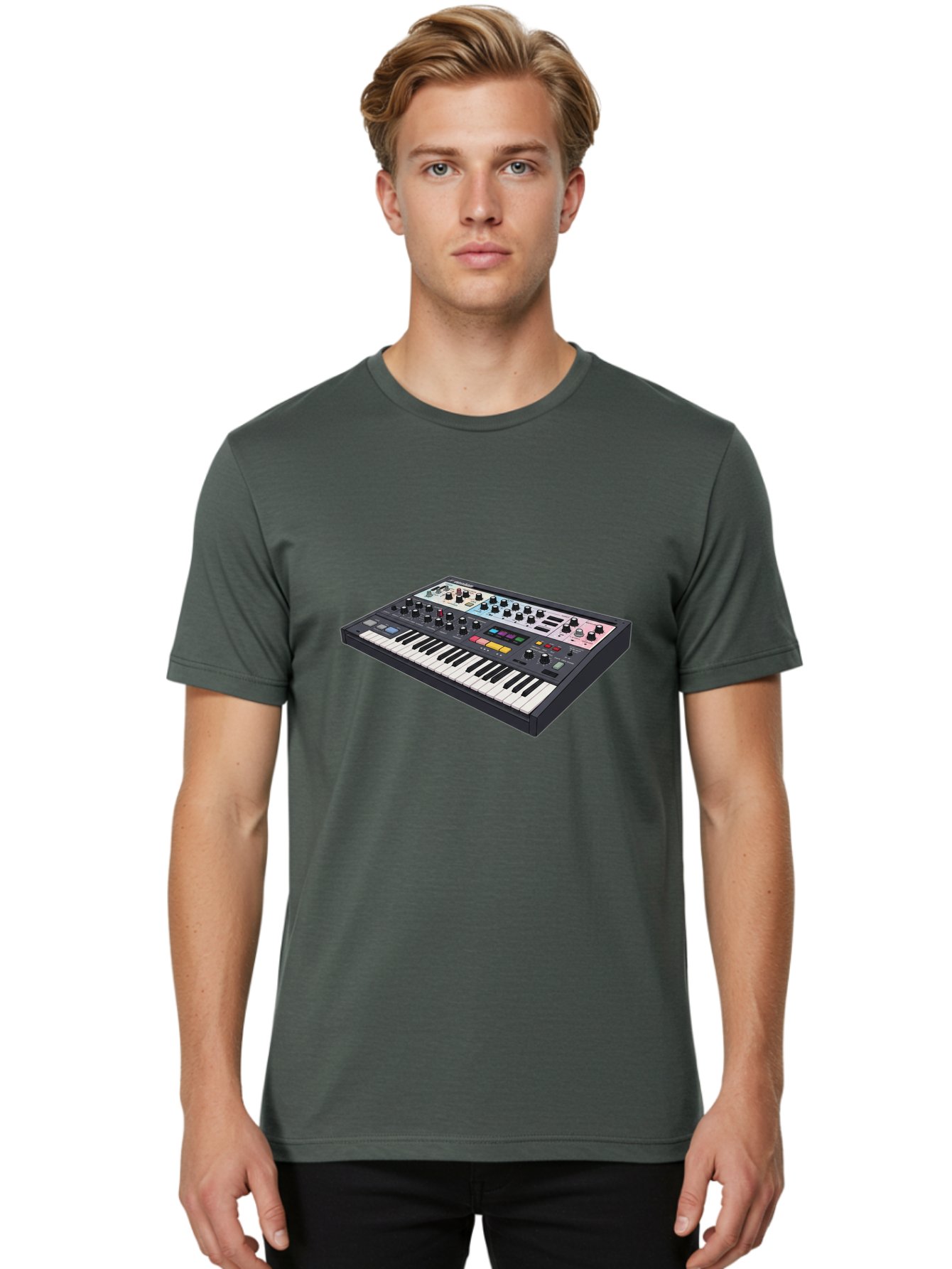 Roland-Jupiter-8 Men'S Graphic Tee, 100% Cotton, Comfortable Casual Summer Wear, Machine Washable, Music Synthesizer, Electronic Keyboard, Midi Controller, Sound Editing, Music Production, Audio Equipment, Musical Instrument, Korg Synthesizer, Bab362