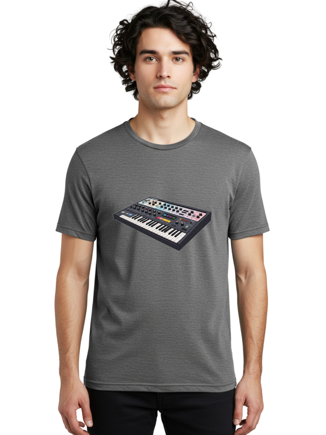 Roland-Jupiter-8 Men'S Graphic Tee, 100% Cotton, Comfortable Casual Summer Wear, Machine Washable, Music Synthesizer, Electronic Keyboard, Midi Controller, Sound Editing, Music Production, Audio Equipment, Musical Instrument, Korg Synthesizer, Bab362