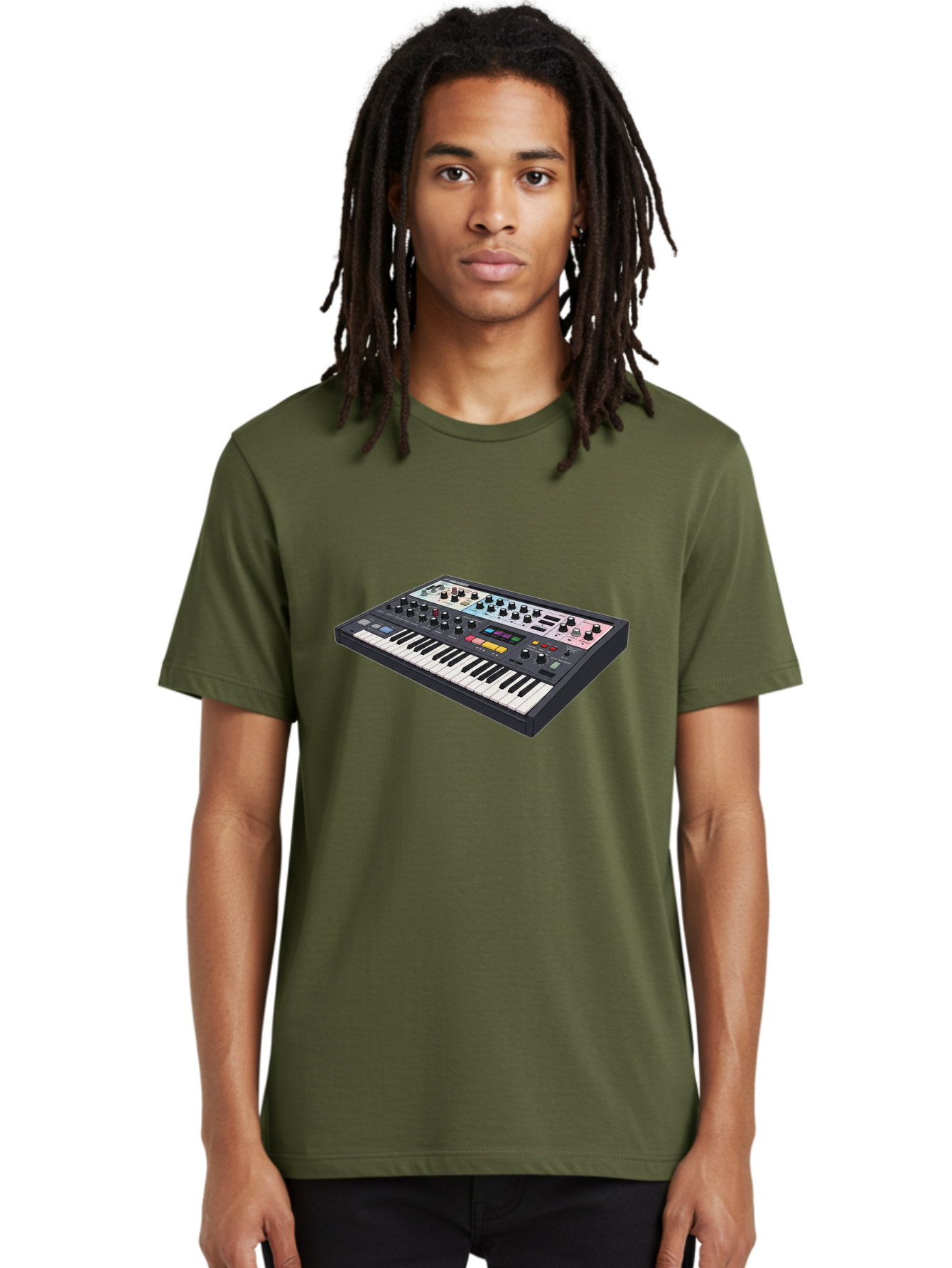 Roland-Jupiter-8 Men'S Graphic Tee, 100% Cotton, Comfortable Casual Summer Wear, Machine Washable, Music Synthesizer, Electronic Keyboard, Midi Controller, Sound Editing, Music Production, Audio Equipment, Musical Instrument, Korg Synthesizer, Bab362