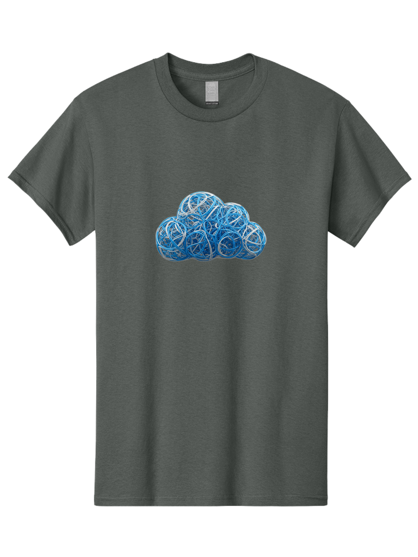 Rubber-Band-Cloud Men'S Graphic Tee, 100% Cotton, Comfortable Casual Summer Wear, Machine Washable, Blue Wires, Cloud Shape, Abstract Composition, Tangled Wires, Modern Design, Creative Art, Blue And White Hues, Spherical Forms, Bab365