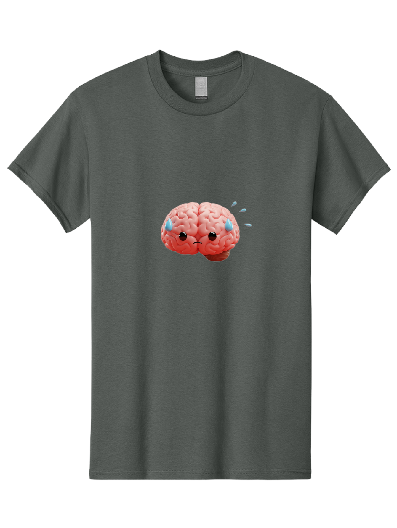 Sad-Brain-1 Men'S Graphic Tee, 100% Cotton, Comfortable Casual Summer Wear, Machine Washable, Sad Brain, Brain With Face, Frowning Brain, Frustrated Thinking, Mental Health, Emotional Brain, Crying Brain, Sad Emotions, Brain Drain, Bab367