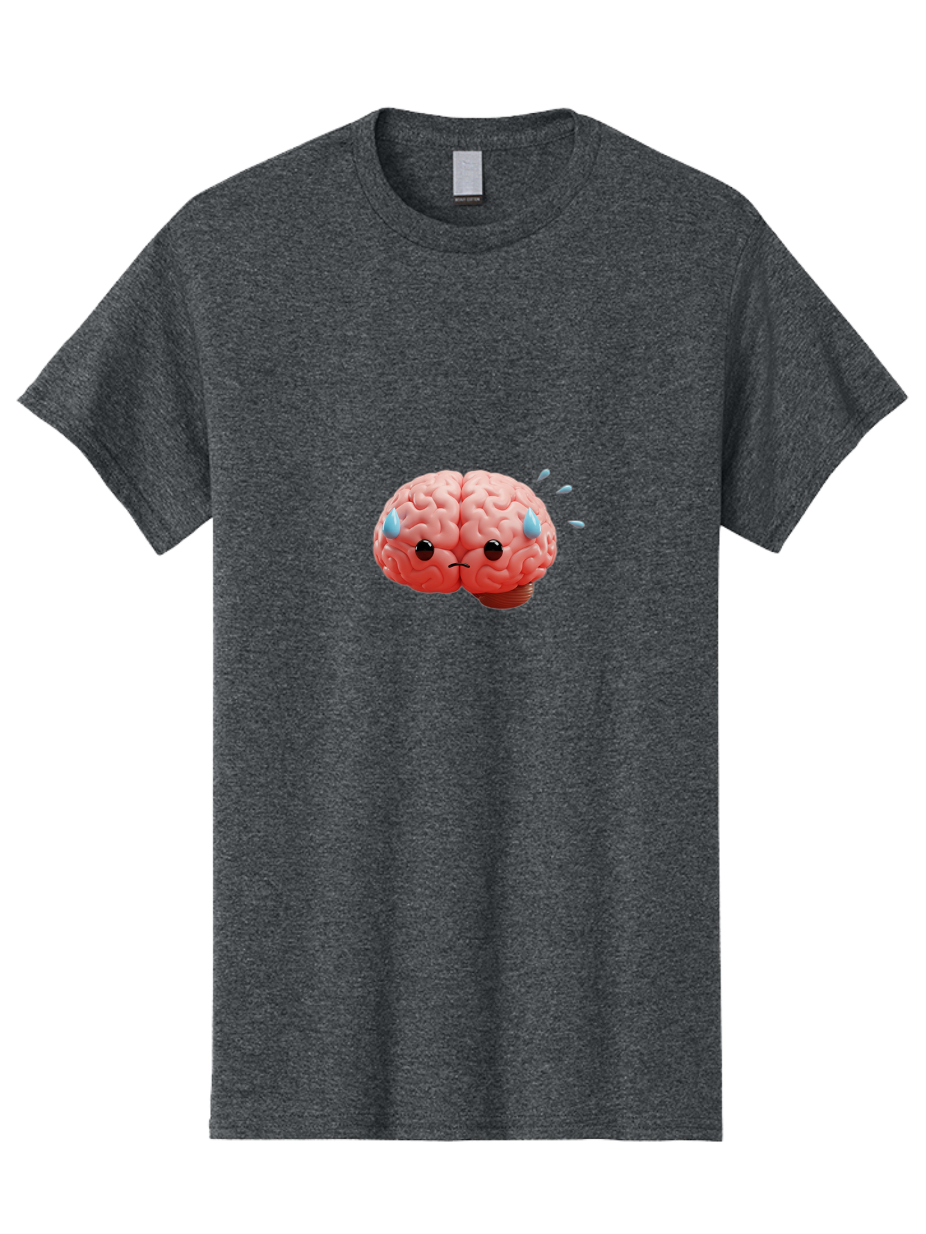 Sad-Brain-1 Men'S Graphic Tee, 100% Cotton, Comfortable Casual Summer Wear, Machine Washable, Sad Brain, Brain With Face, Frowning Brain, Frustrated Thinking, Mental Health, Emotional Brain, Crying Brain, Sad Emotions, Brain Drain, Bab367