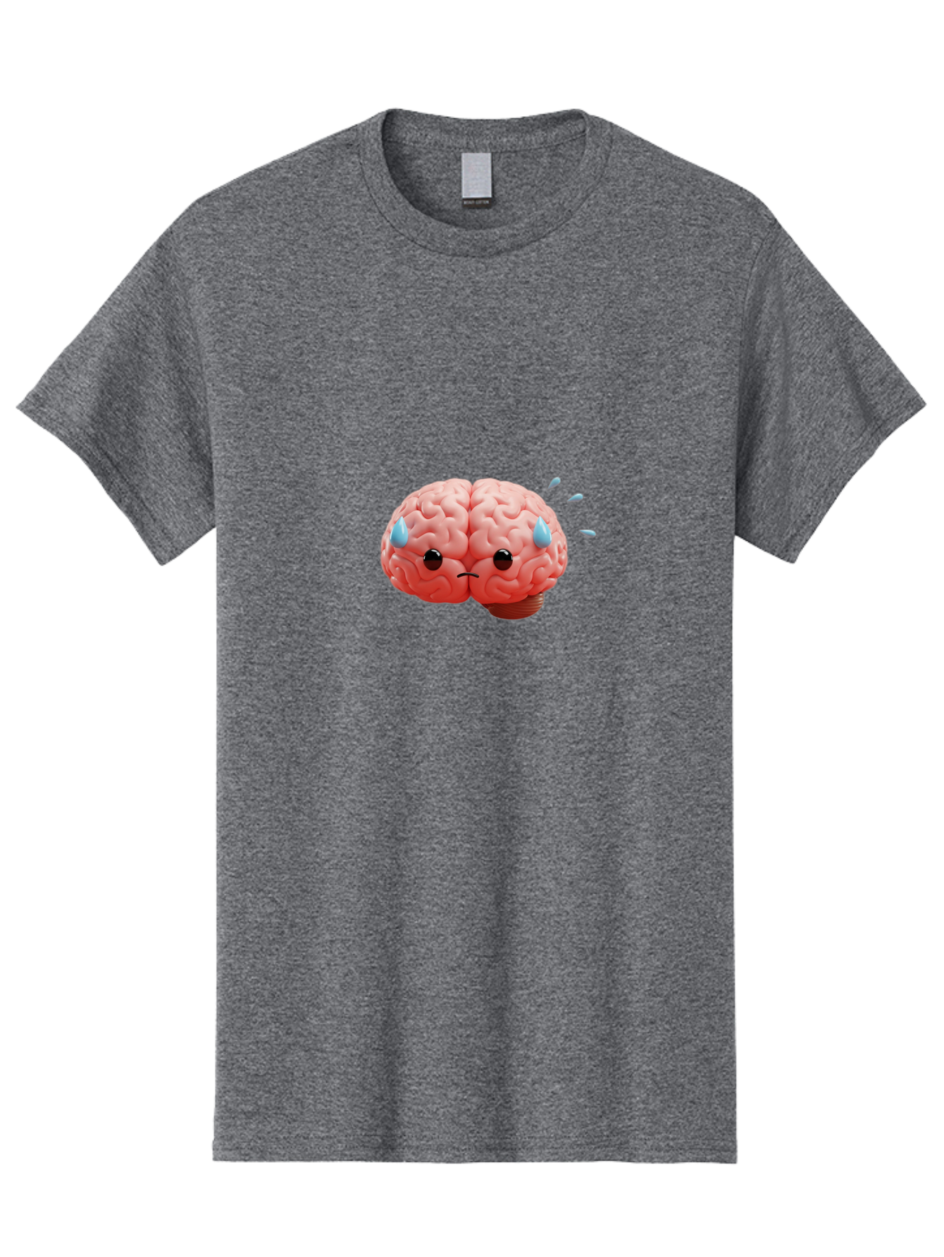 Sad-Brain-1 Men'S Graphic Tee, 100% Cotton, Comfortable Casual Summer Wear, Machine Washable, Sad Brain, Brain With Face, Frowning Brain, Frustrated Thinking, Mental Health, Emotional Brain, Crying Brain, Sad Emotions, Brain Drain, Bab367