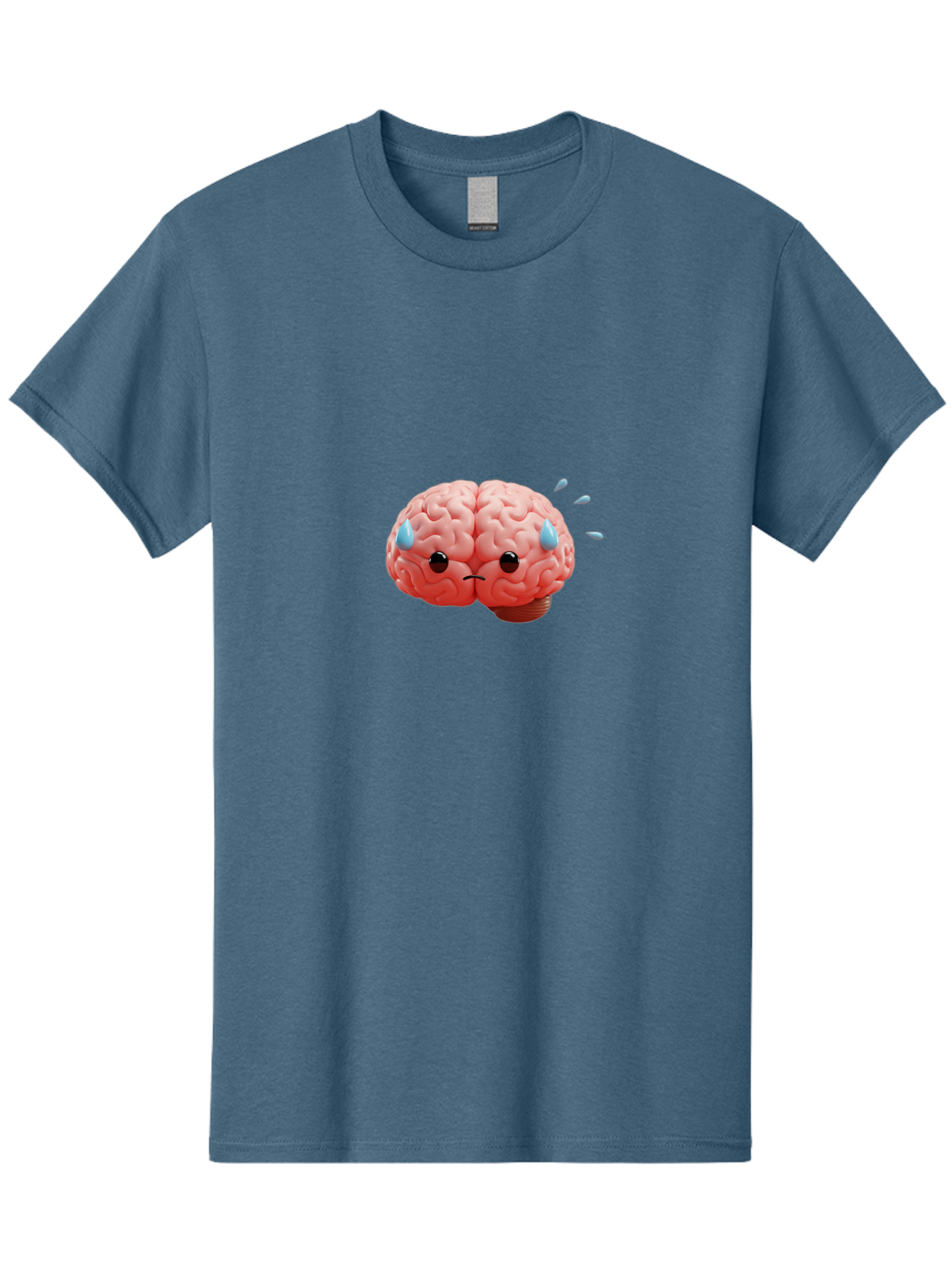 Sad-Brain-1 Men'S Graphic Tee, 100% Cotton, Comfortable Casual Summer Wear, Machine Washable, Sad Brain, Brain With Face, Frowning Brain, Frustrated Thinking, Mental Health, Emotional Brain, Crying Brain, Sad Emotions, Brain Drain, Bab367