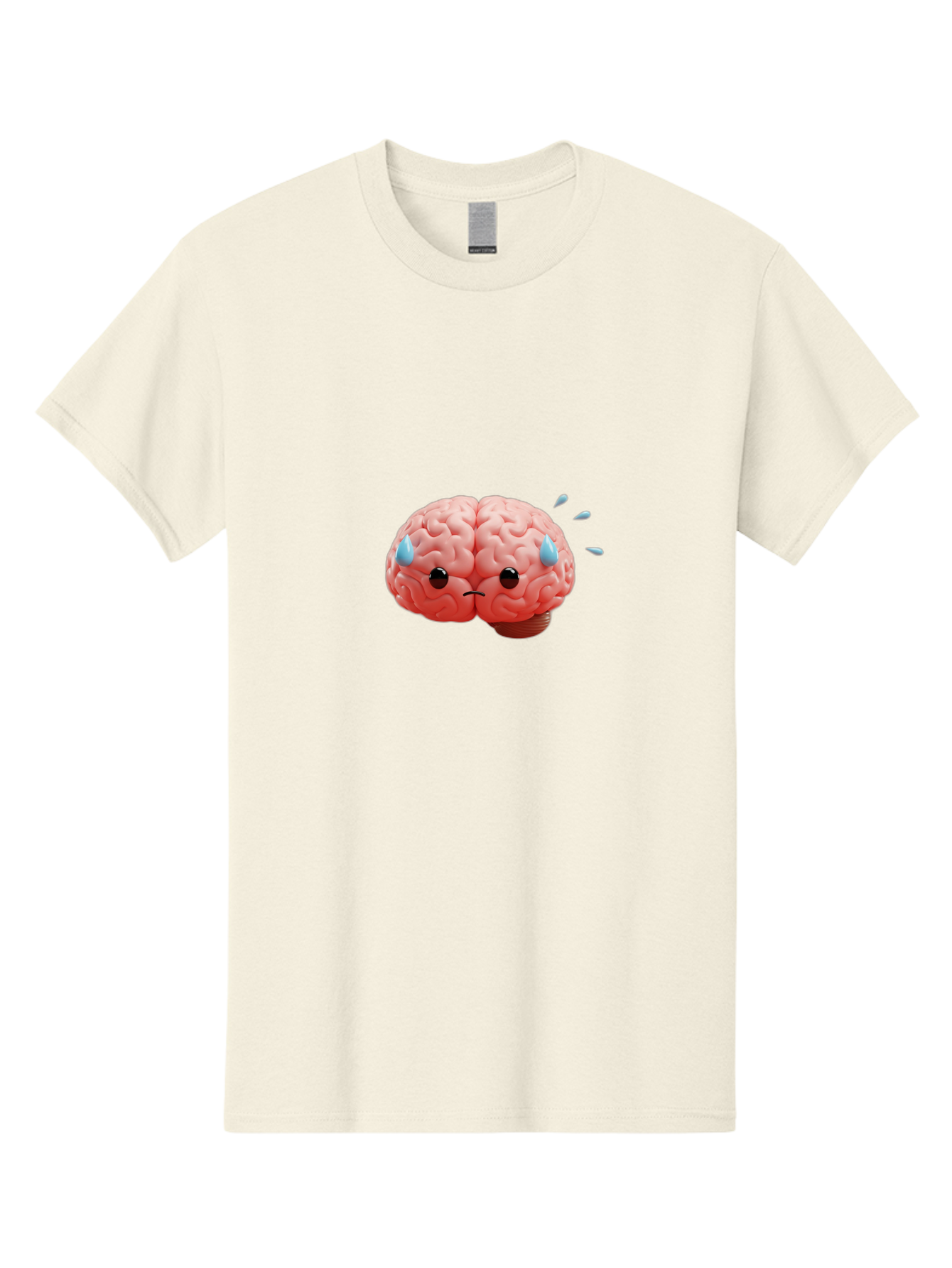 Sad-Brain-1 Men'S Graphic Tee, 100% Cotton, Comfortable Casual Summer Wear, Machine Washable, Sad Brain, Brain With Face, Frowning Brain, Frustrated Thinking, Mental Health, Emotional Brain, Crying Brain, Sad Emotions, Brain Drain, Bab367
