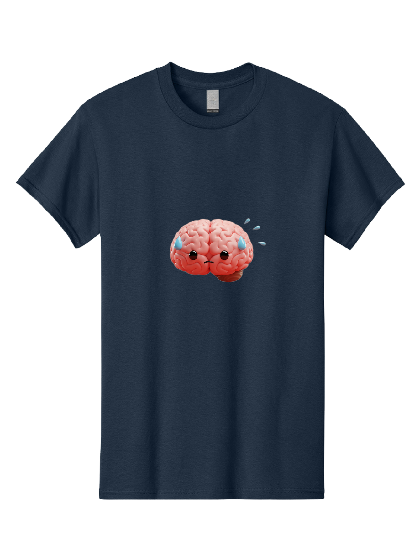 Sad-Brain-1 Men'S Graphic Tee, 100% Cotton, Comfortable Casual Summer Wear, Machine Washable, Sad Brain, Brain With Face, Frowning Brain, Frustrated Thinking, Mental Health, Emotional Brain, Crying Brain, Sad Emotions, Brain Drain, Bab367