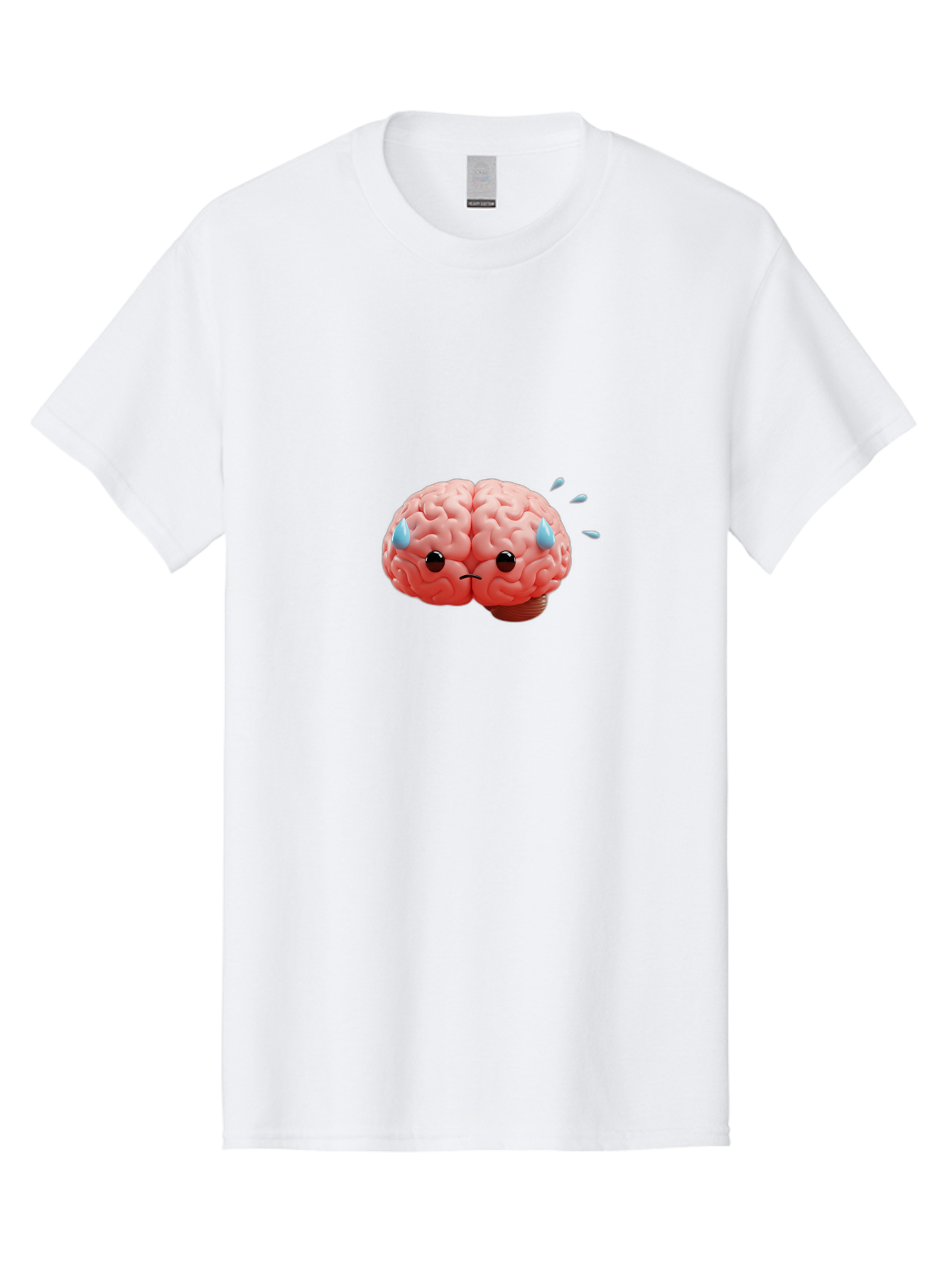 Sad-Brain-1 Men'S Graphic Tee, 100% Cotton, Comfortable Casual Summer Wear, Machine Washable, Sad Brain, Brain With Face, Frowning Brain, Frustrated Thinking, Mental Health, Emotional Brain, Crying Brain, Sad Emotions, Brain Drain, Bab367