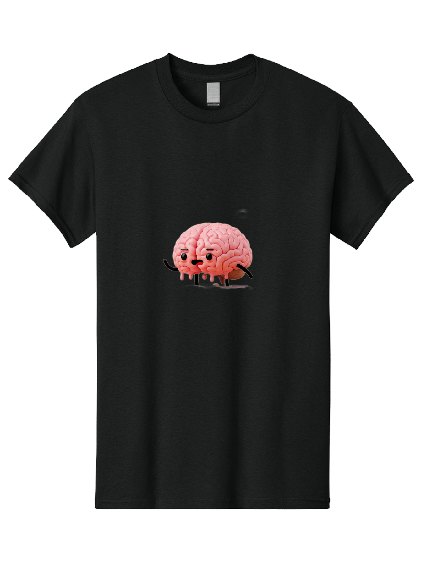 Sad-Brain-3 Men'S Graphic Tee, 100% Cotton, Comfortable Casual Summer Wear, Machine Washable, Cartoon Brain Character, Anthropomorphic Brain, Pink Brain Illustration, Brain With Face, Humorous Brain Design, Gooey Brain Texture, Thinking Brain, Bab369