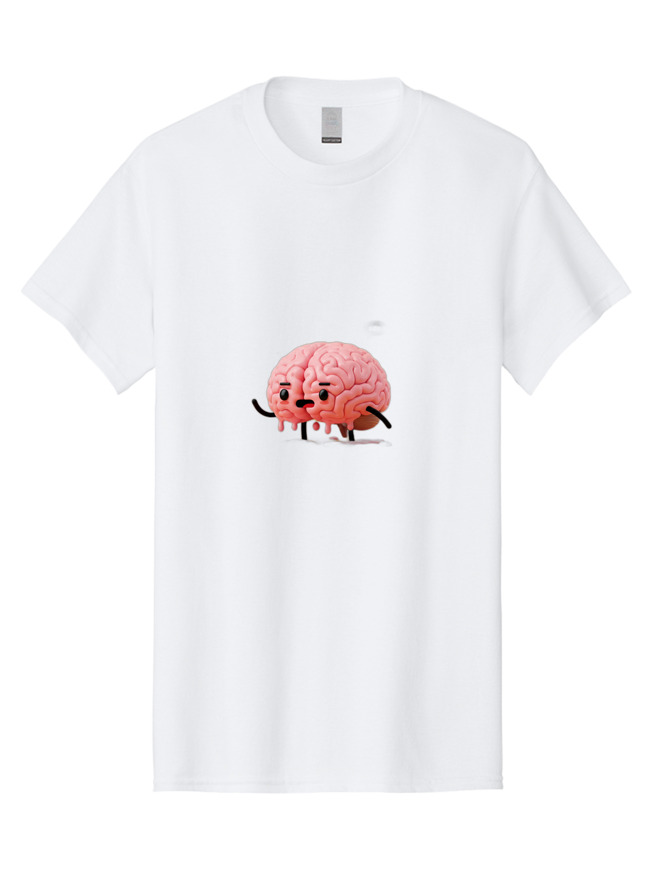 Sad-Brain-3 Men'S Graphic Tee, 100% Cotton, Comfortable Casual Summer Wear, Machine Washable, Cartoon Brain Character, Anthropomorphic Brain, Pink Brain Illustration, Brain With Face, Humorous Brain Design, Gooey Brain Texture, Thinking Brain, Bab369