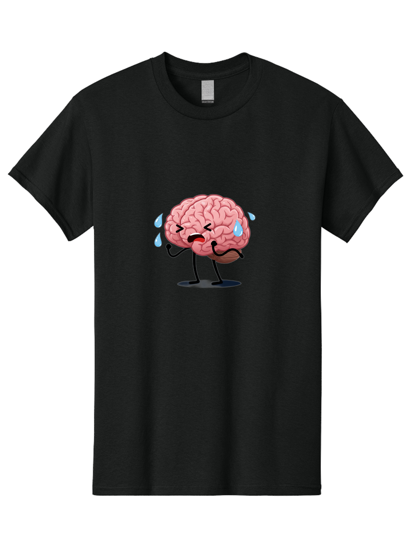 Sad-Brain-4 Men'S Graphic Tee, 100% Cotton, Comfortable Casual Summer Wear, Machine Washable, Tired Brain, Cartoon Character, Stressed Brain, Fatigue, Brain Drain, Mental Exhaustion, Overwhelmed, Anxiety, Stress Response, Emotional Distress, Bab370