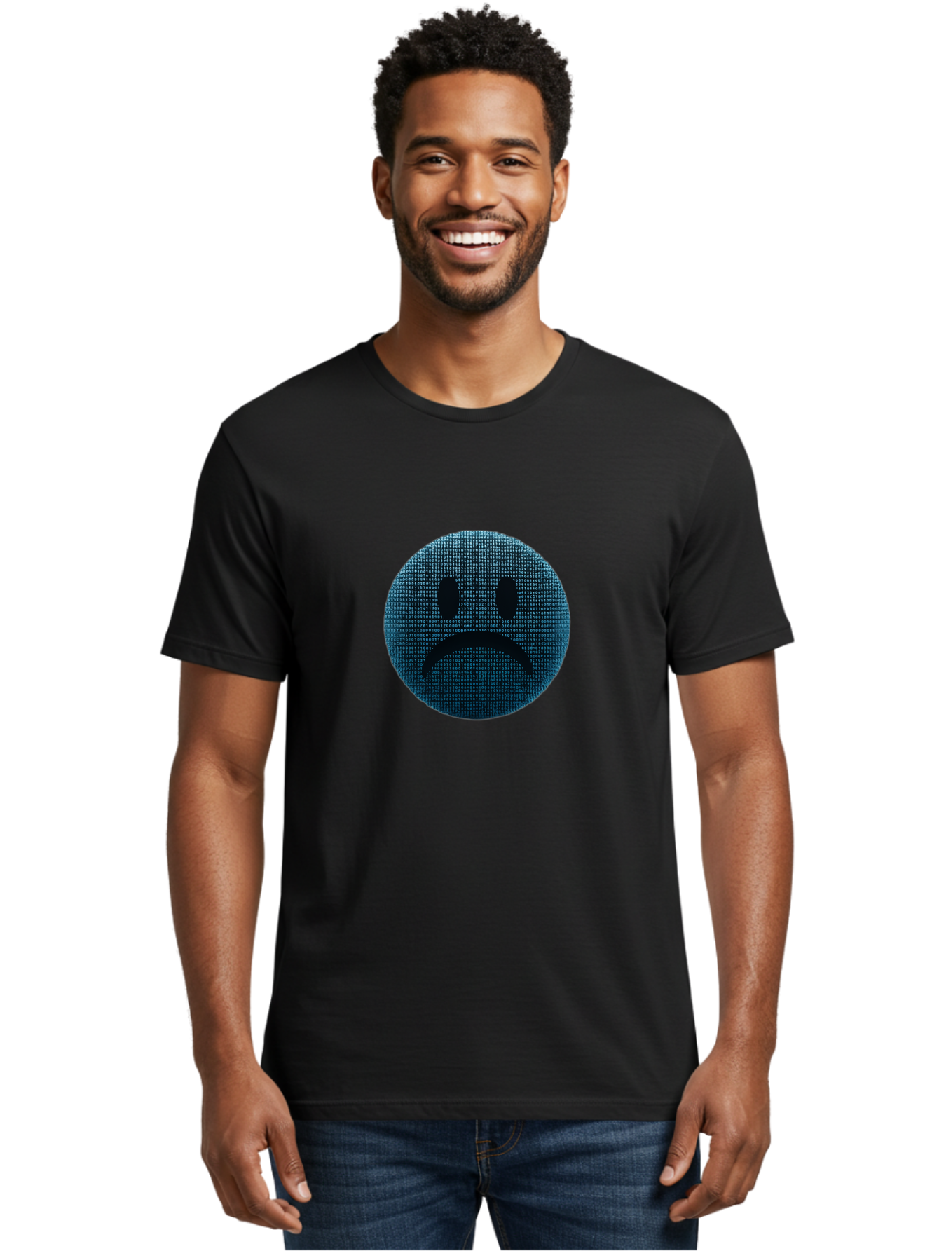 Sad-Face Men'S Graphic Tee, 100% Cotton, Comfortable Casual Summer Wear, Machine Washable, Sad Face Emoticon, Unhappy Expression, Displeased Emotion, Negative Sentiment, Frowning Face, Upset Feeling, Distressed Mood Bab372