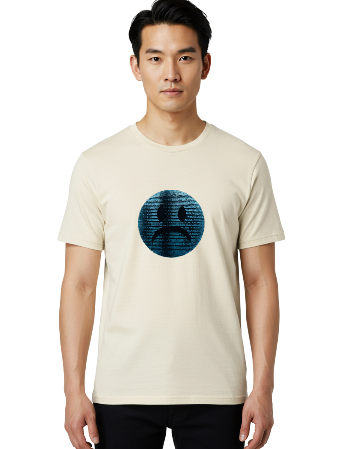 Sad-Face Men'S Graphic Tee, 100% Cotton, Comfortable Casual Summer Wear, Machine Washable, Sad Face Emoticon, Unhappy Expression, Displeased Emotion, Negative Sentiment, Frowning Face, Upset Feeling, Distressed Mood Bab372