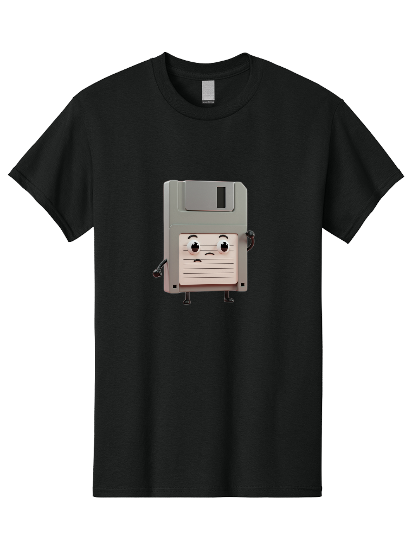 Sad-Floppy-Disk Men'S Graphic Tee, 100% Cotton, Comfortable Casual Summer Wear, Machine Washable, Retro Floppy Disk, Cartoon Character, Anthropomorphic Design, Sad Expression, 3D Rendering, Nostalgic Tech, Retro Computing, Bab373