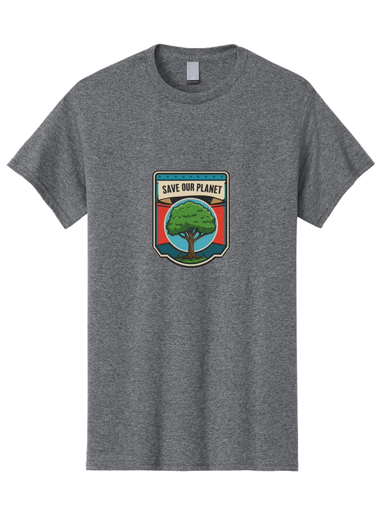 Save-Our-Planet-1 Men'S Graphic Tee, 100% Cotton, Comfortable Casual Summer Wear, Machine Washable, Eco-Friendly Logo, Tree Conservation, Environmental Protection, Green Initiative, Save The Planet, Eco Activism, Earth Day Symbol Bab377
